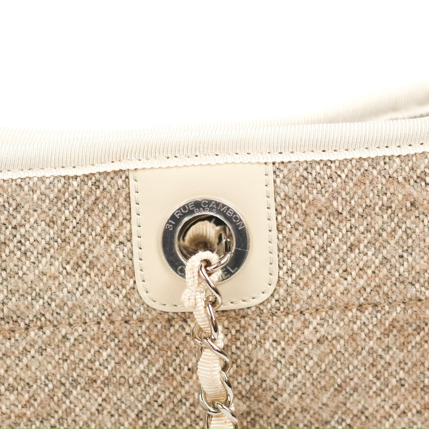 Chanel Medium Deauville Tote Taupe Mixed Fibres Silver Hardware
