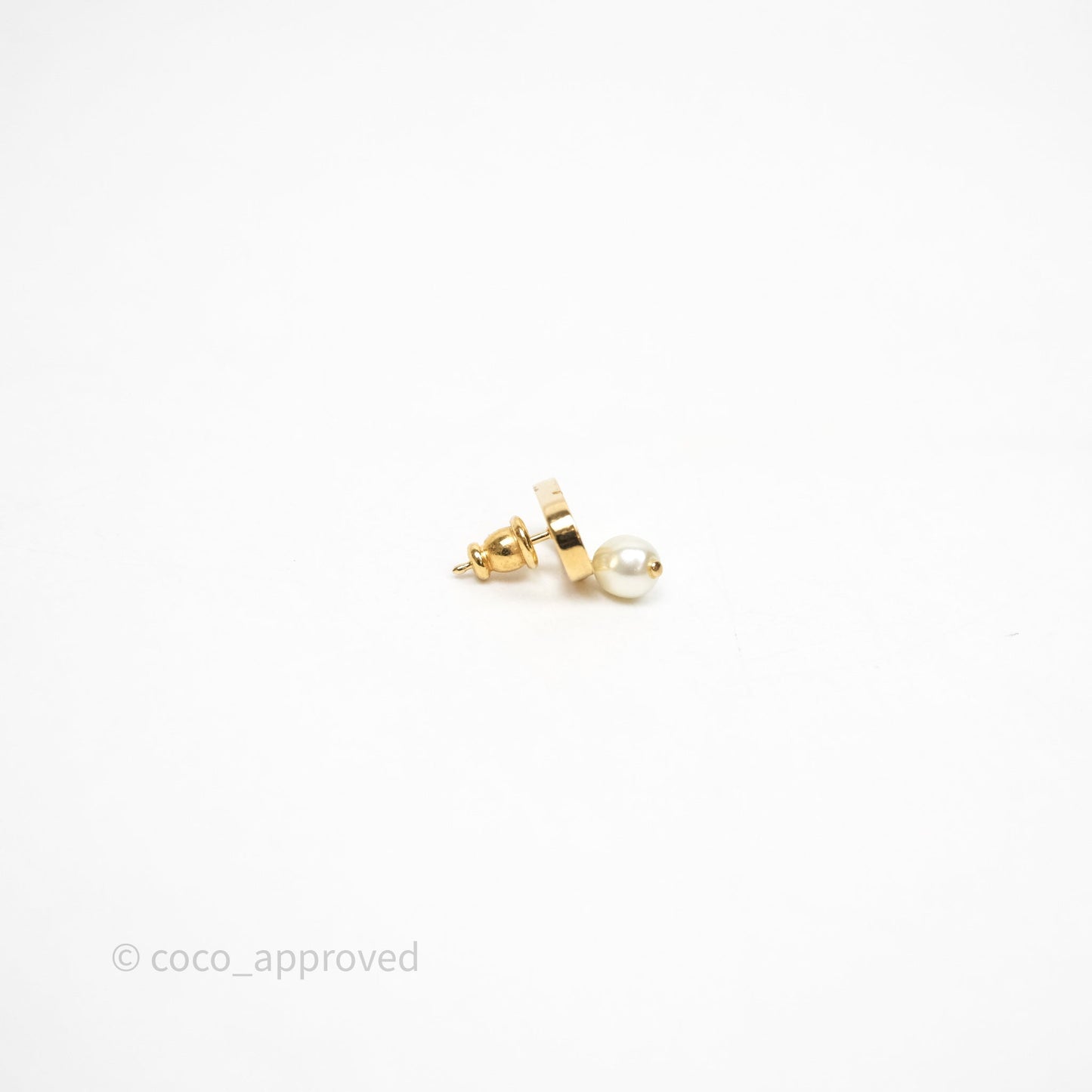 Christian Dior Petit CD Pearl Earrings Gold Tone