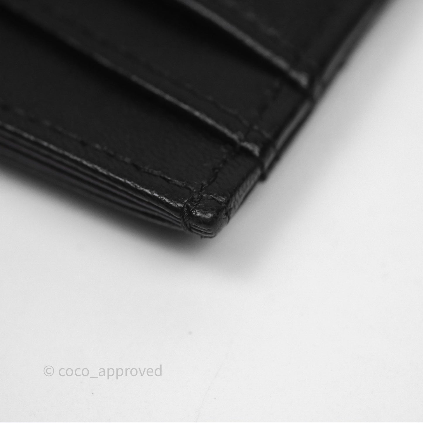 Chanel Classic Flat Card Holder Black Lambskin Silver Hardware
