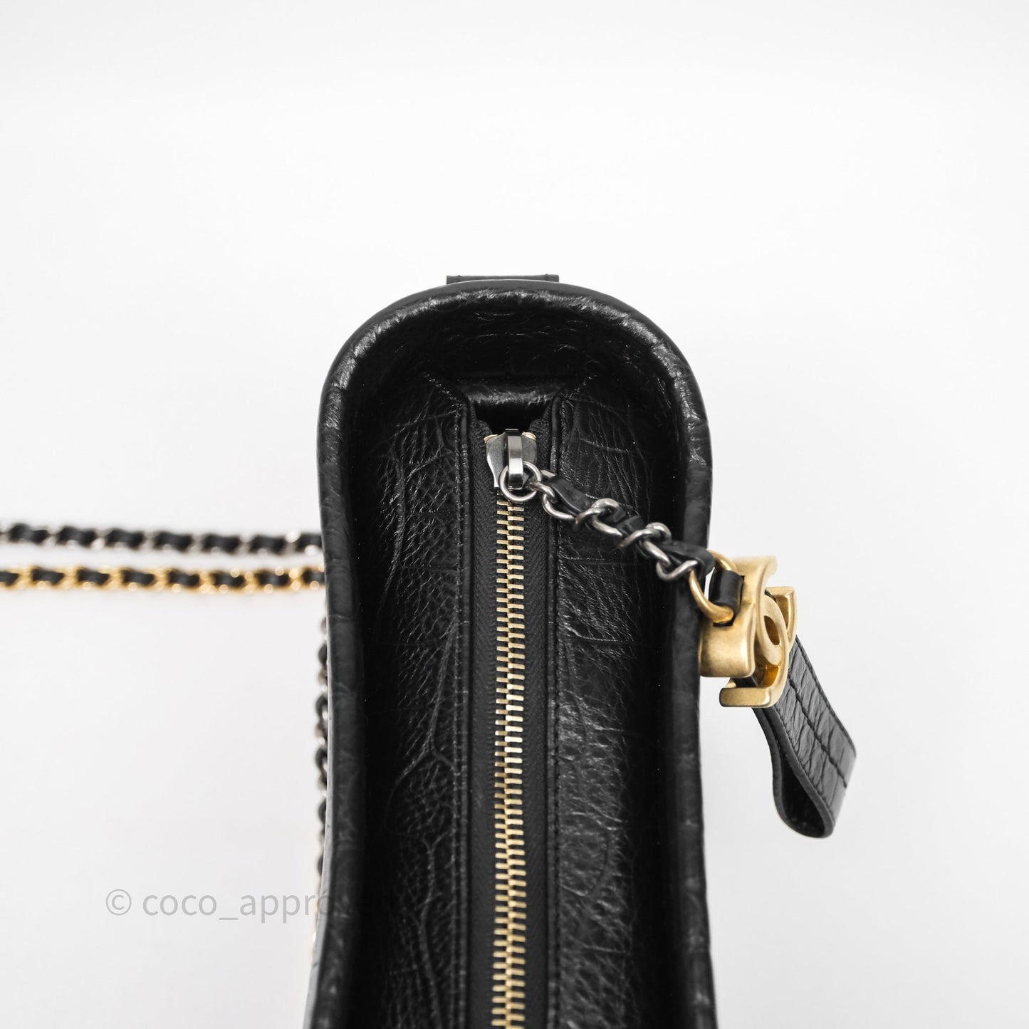 Chanel Crocodile Embossed Calfskin Small Gabrielle Cocodile Hobo Black
