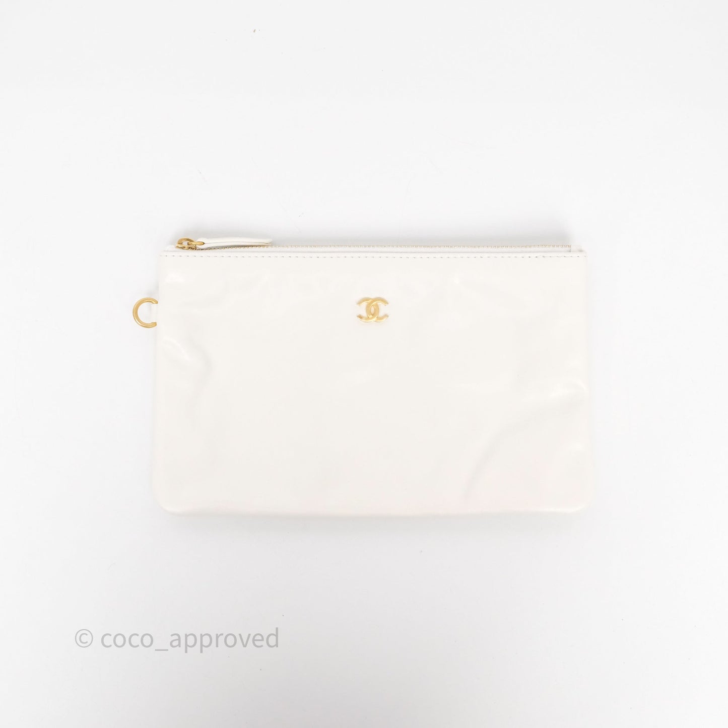 Chanel 22 Small White Shiny Crumpled Calfskin Aged Gold Hardware