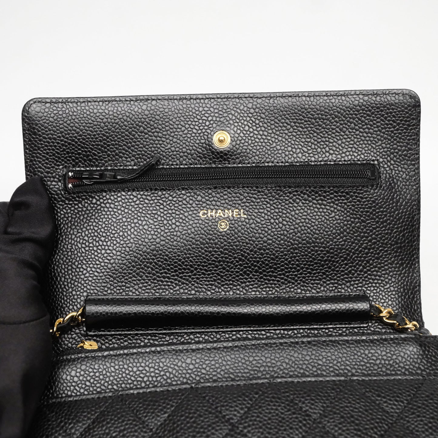 Chanel Quilted Classic Wallet On Chain WOC Black Caviar Gold Hardware