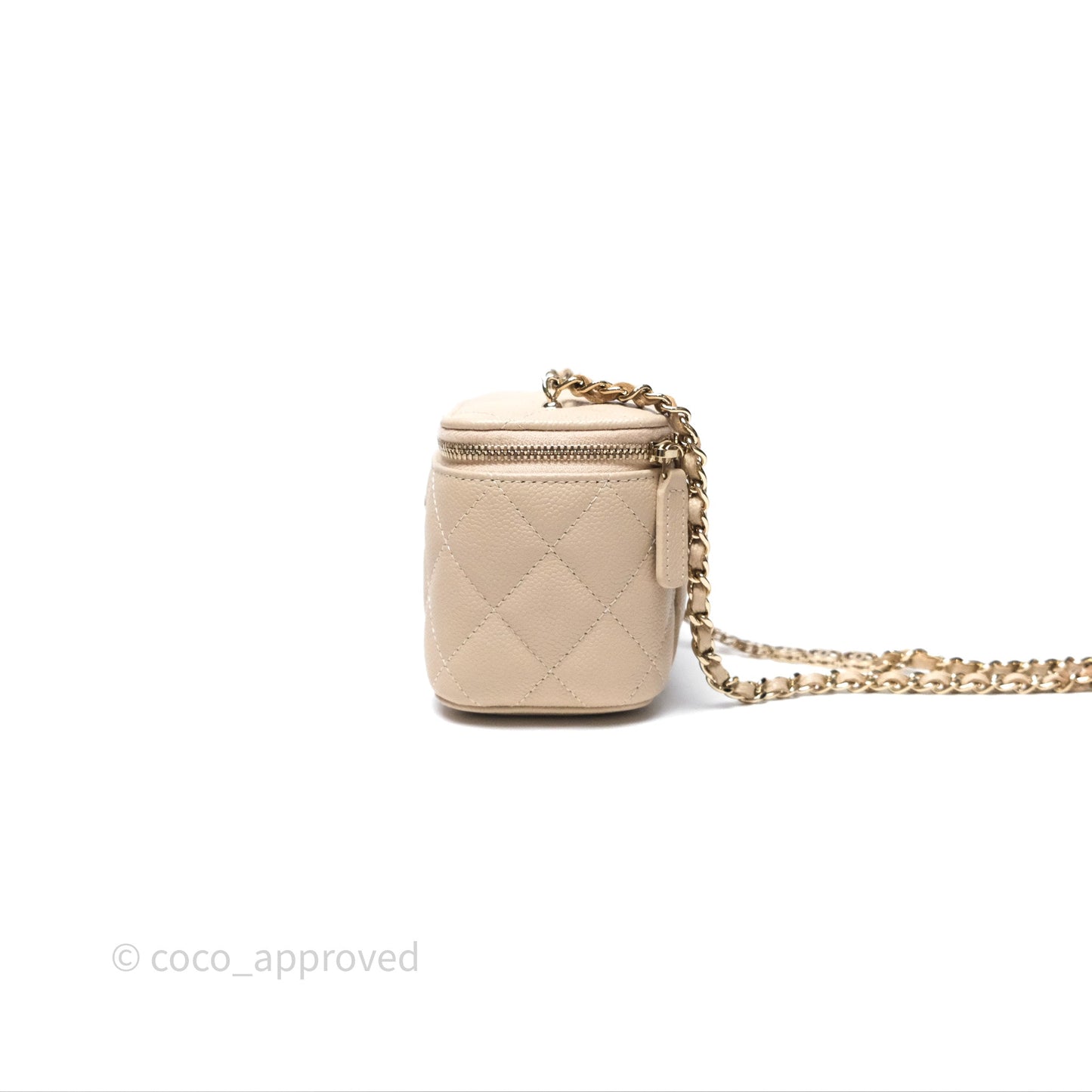 Chanel Mini Vanity With CC Chain Beige Caviar Gold Hardware