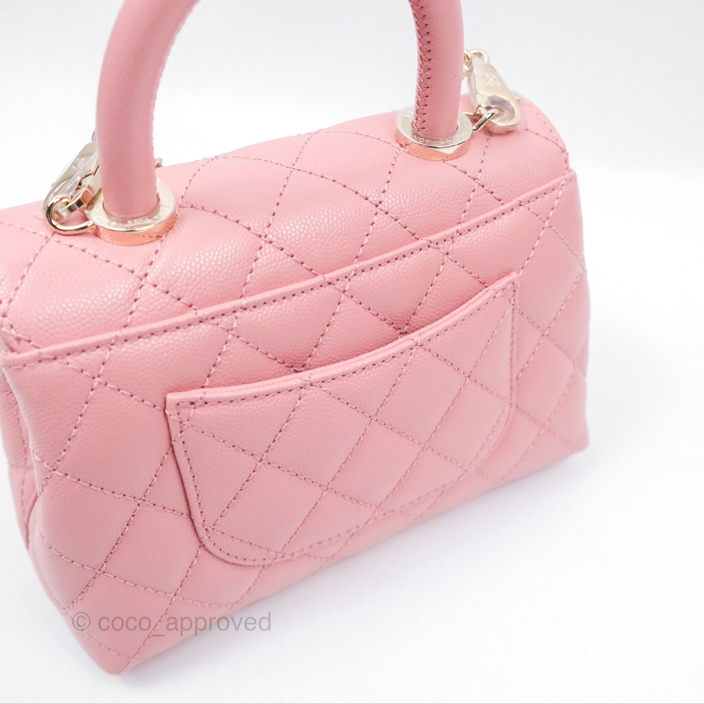 Chanel Mini Coco Handle Quilted Pink Caviar Gold Hardware