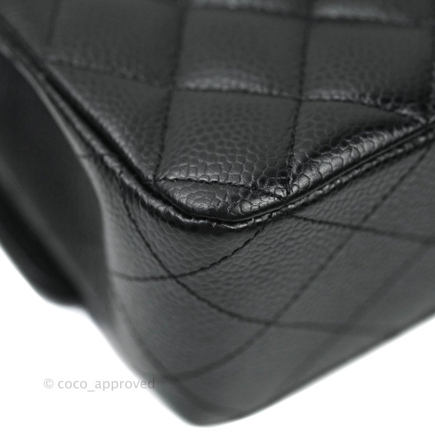 Chanel Classic M/L Medium Double Flap Bag Black Caviar Silver Hardware