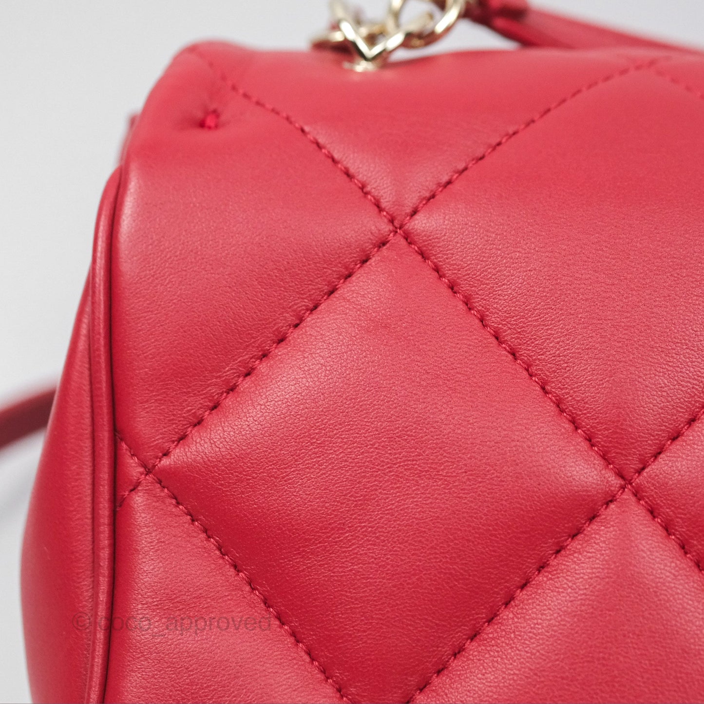 Chanel Easy Carry Flap Bag With Handle Red Lambskin Gold Hardware