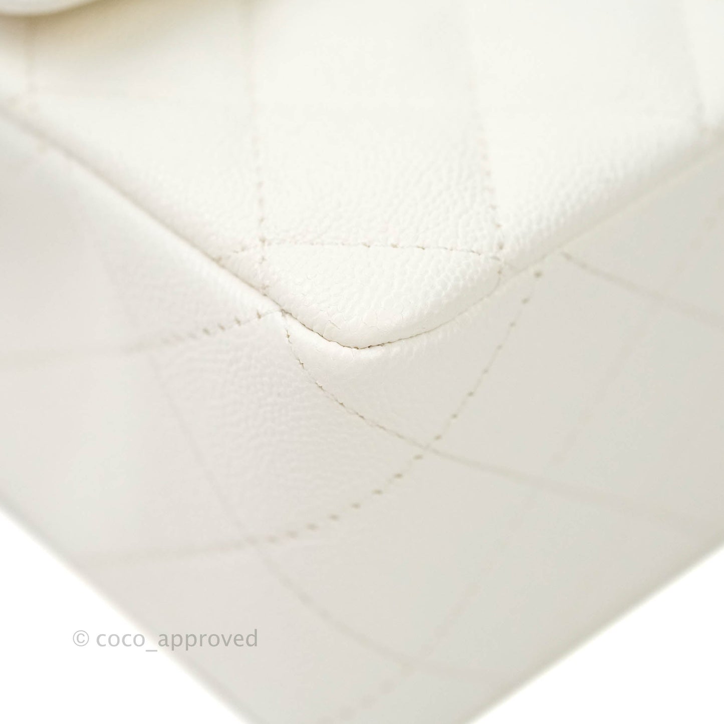 Chanel Top Handle Mini Rectangular Flap Bag White Caviar Aged Gold Hardware