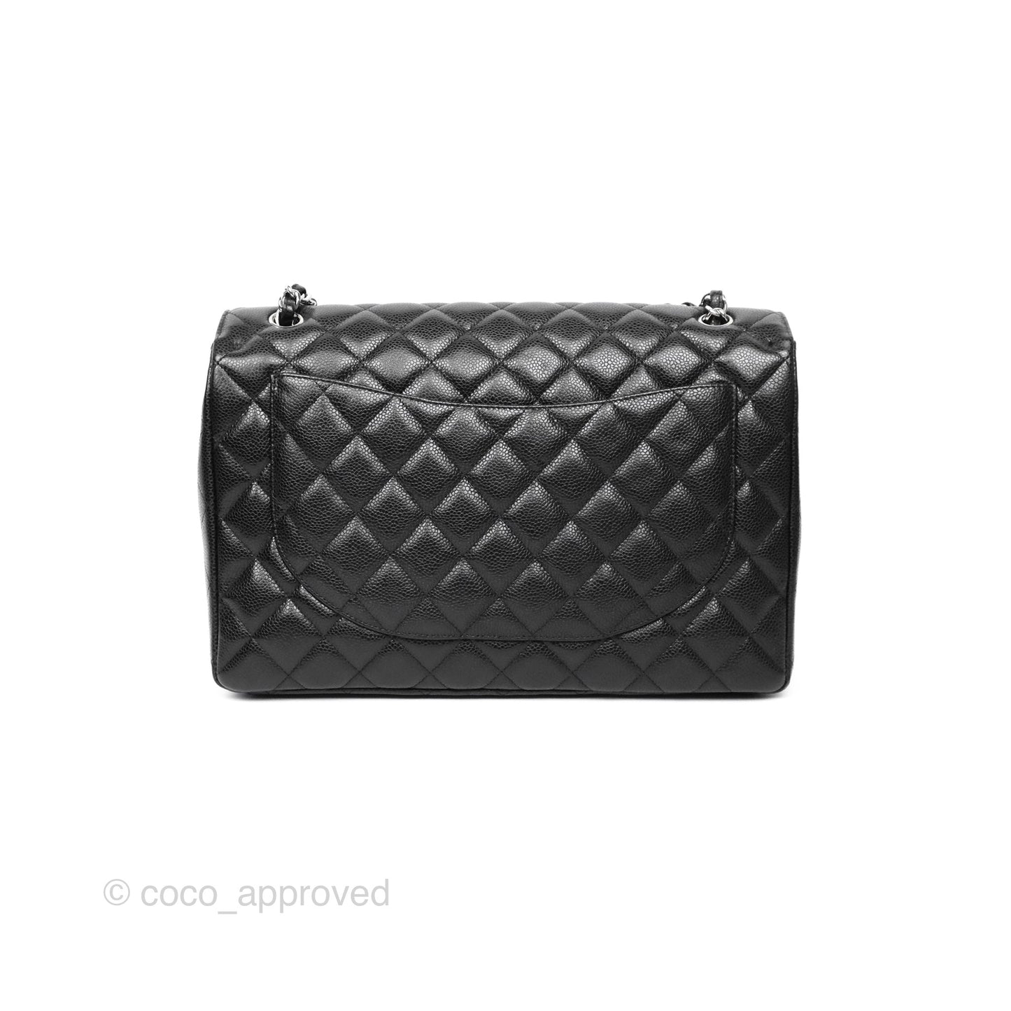 Chanel Maxi Single Flap Quilted Black Caviar Silver Hardware