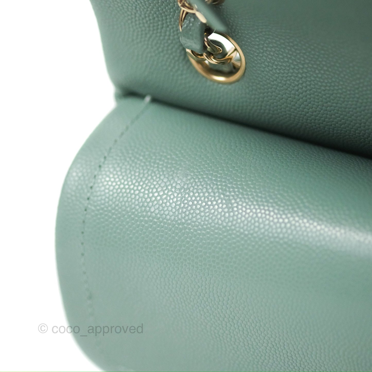 Chanel Classic M/L Medium Flap Quilted Tiffany Green Caviar Gold Hardware