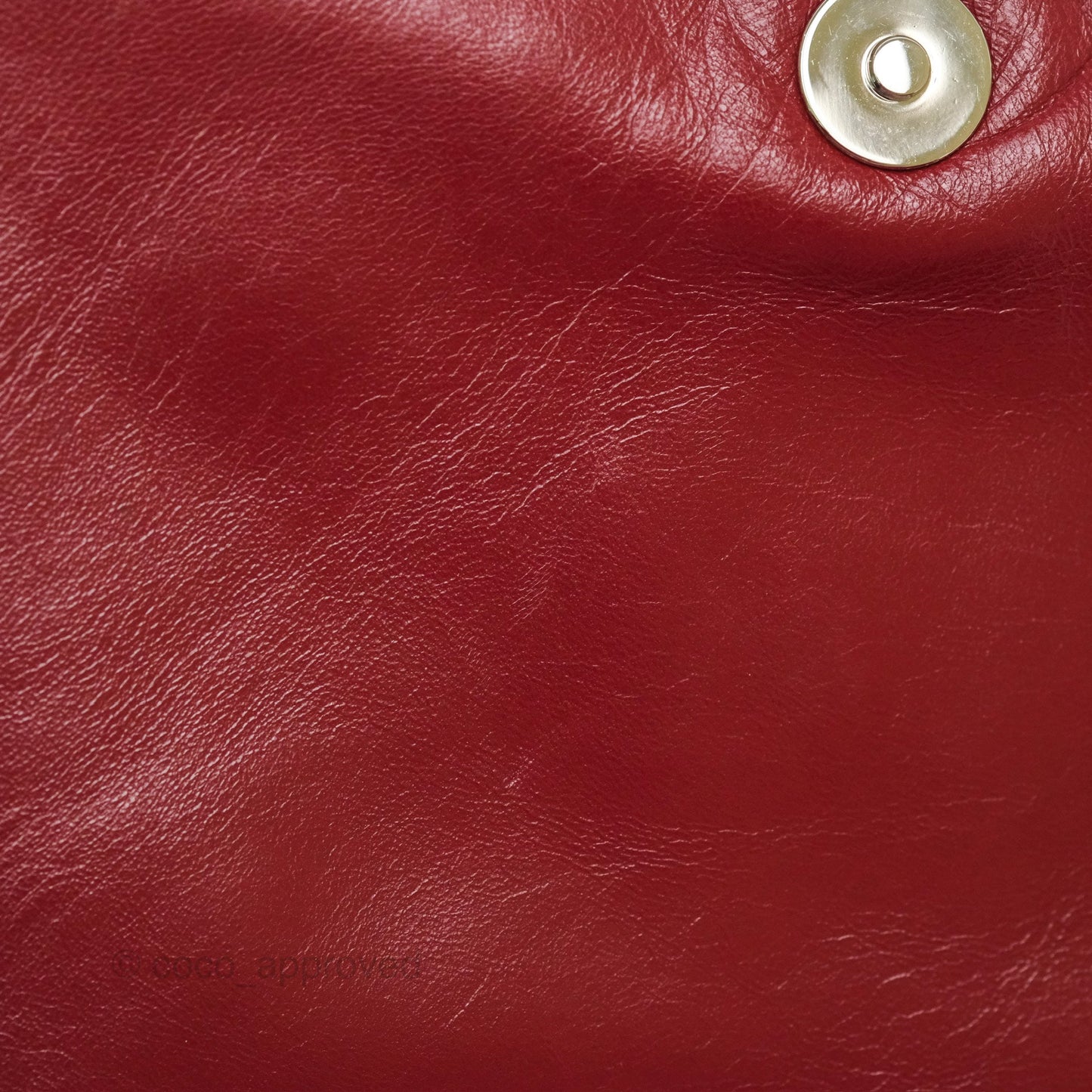 Chanel CC Flap Shoulder Bag Dark Red Crumpled Leather Silver Hardware