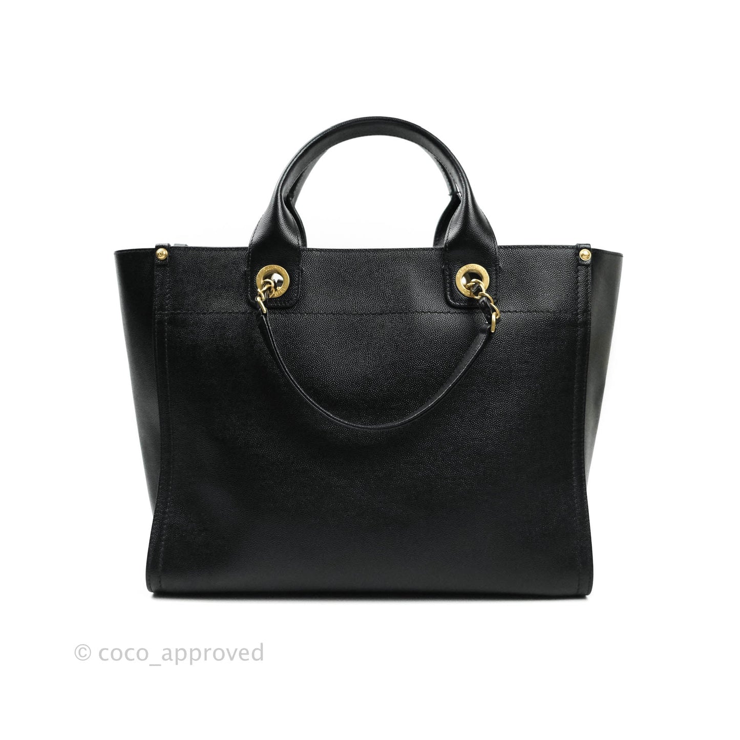 Chanel Studded Black Caviar Deauville Small Shopping Bag