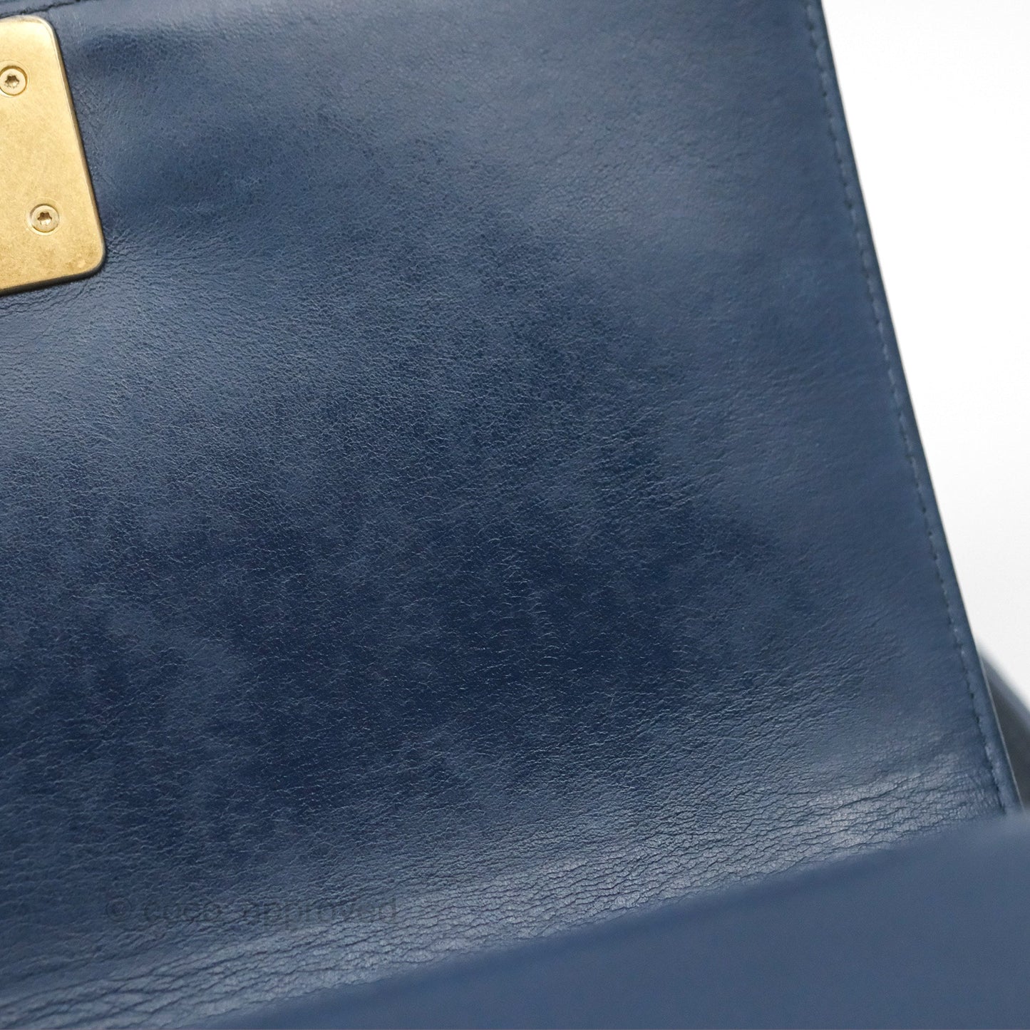 Chanel Medium Boy Chevron Navy Calfskin Aged Gold Hardware