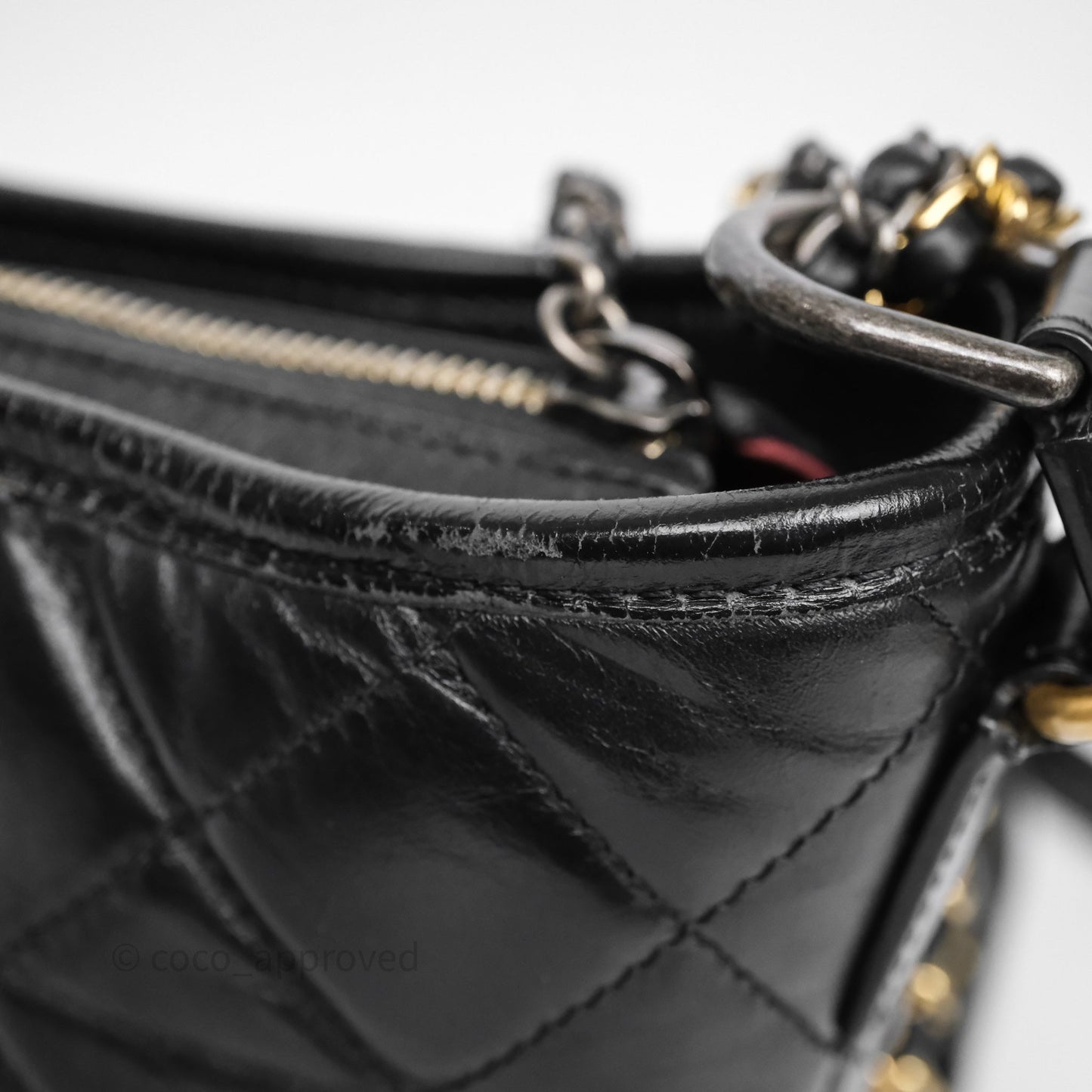 Chanel Small Gabrielle Hobo Quilted Black Aged Calfskin