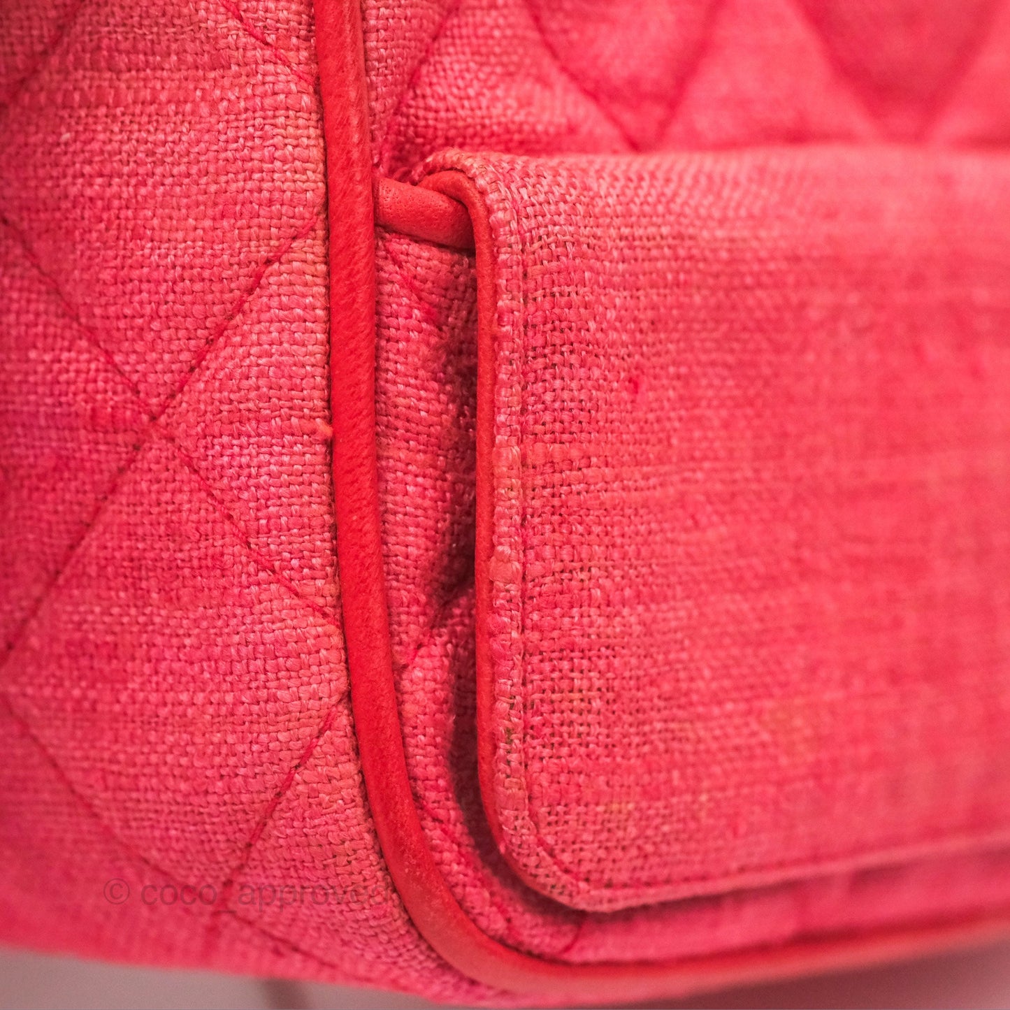 Chanel Vintage Small Tassel Camera Bag Dark Pink Canvas Gold Hardware
