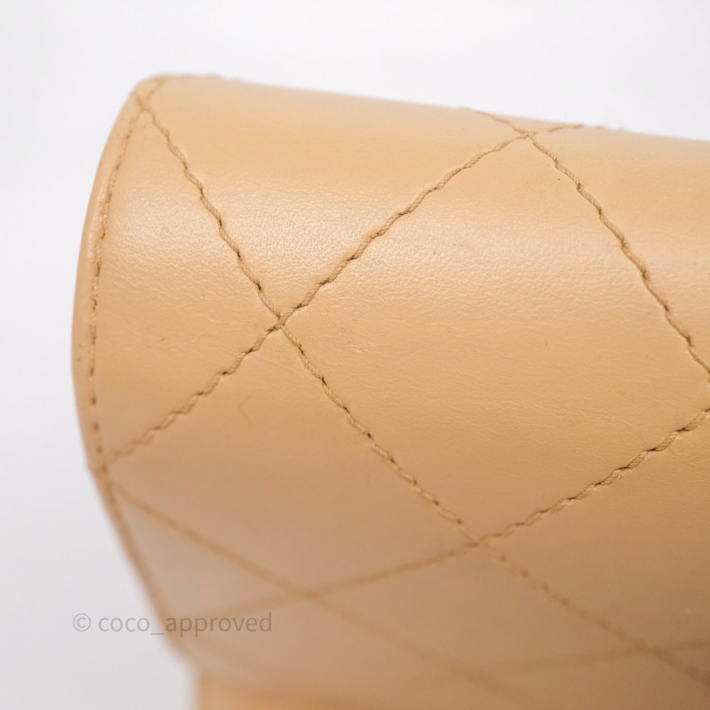 Chanel Vintage Quilted Kelly Shoulder Bag Beige Silver Hardware
