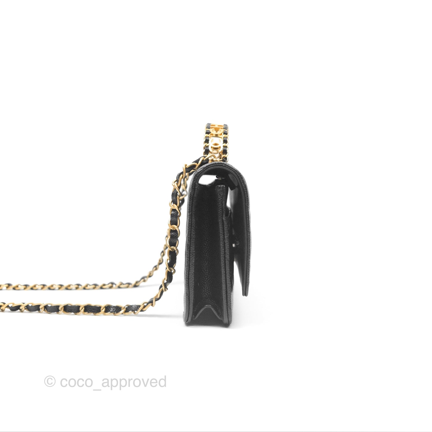 Chanel Top Handle Wallet On Chain WOC Black Caviar Gold Hardware 22S