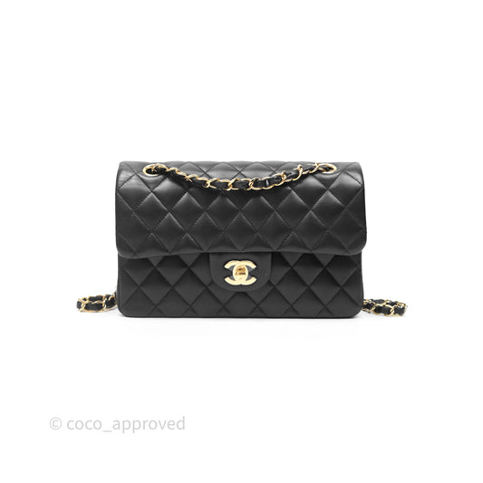 Chanel Small Classic Flap Quilted Black Lambskin Gold Hardware