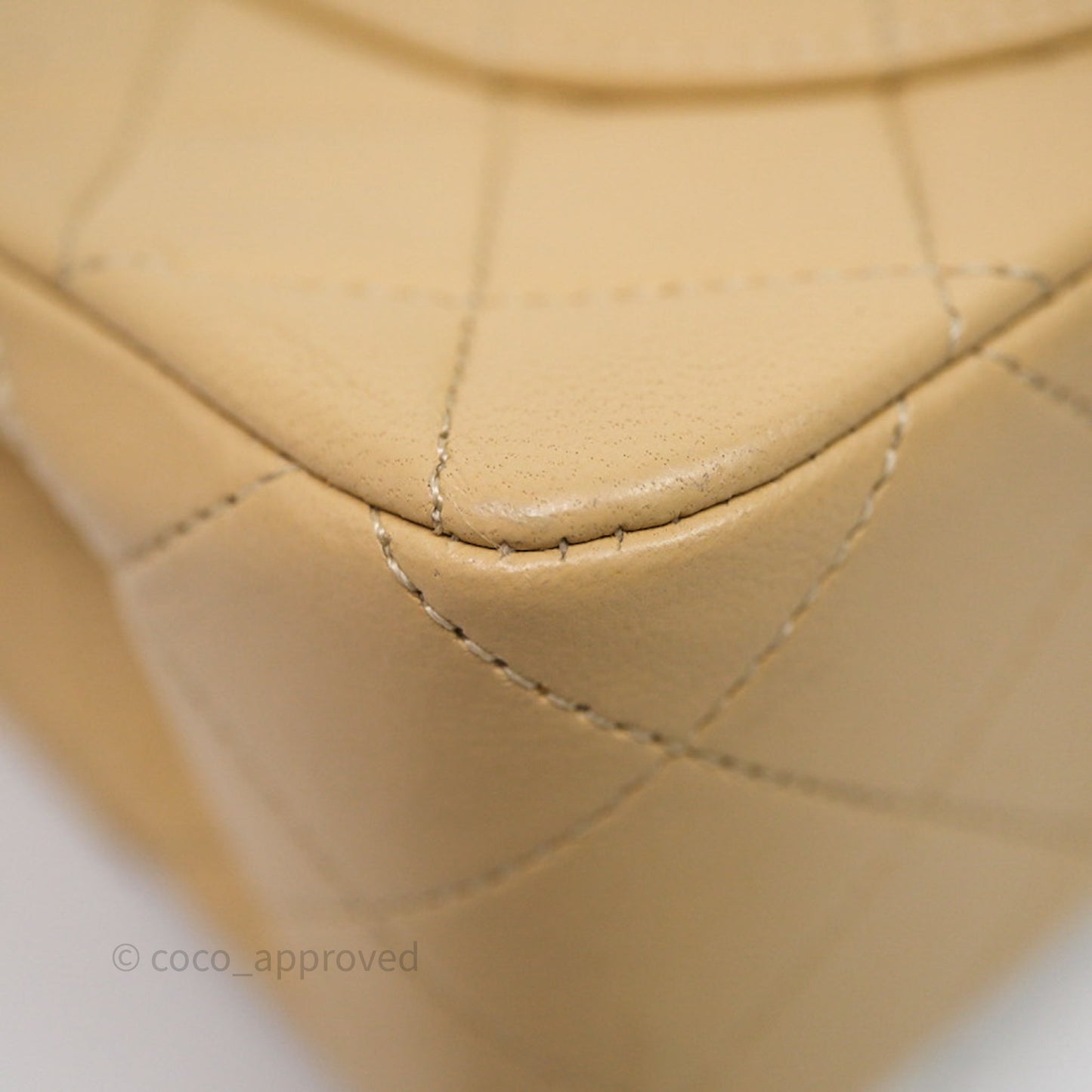 Chanel Vintage Small Classic Flap Beige Lambskin 24K Gold Hardware