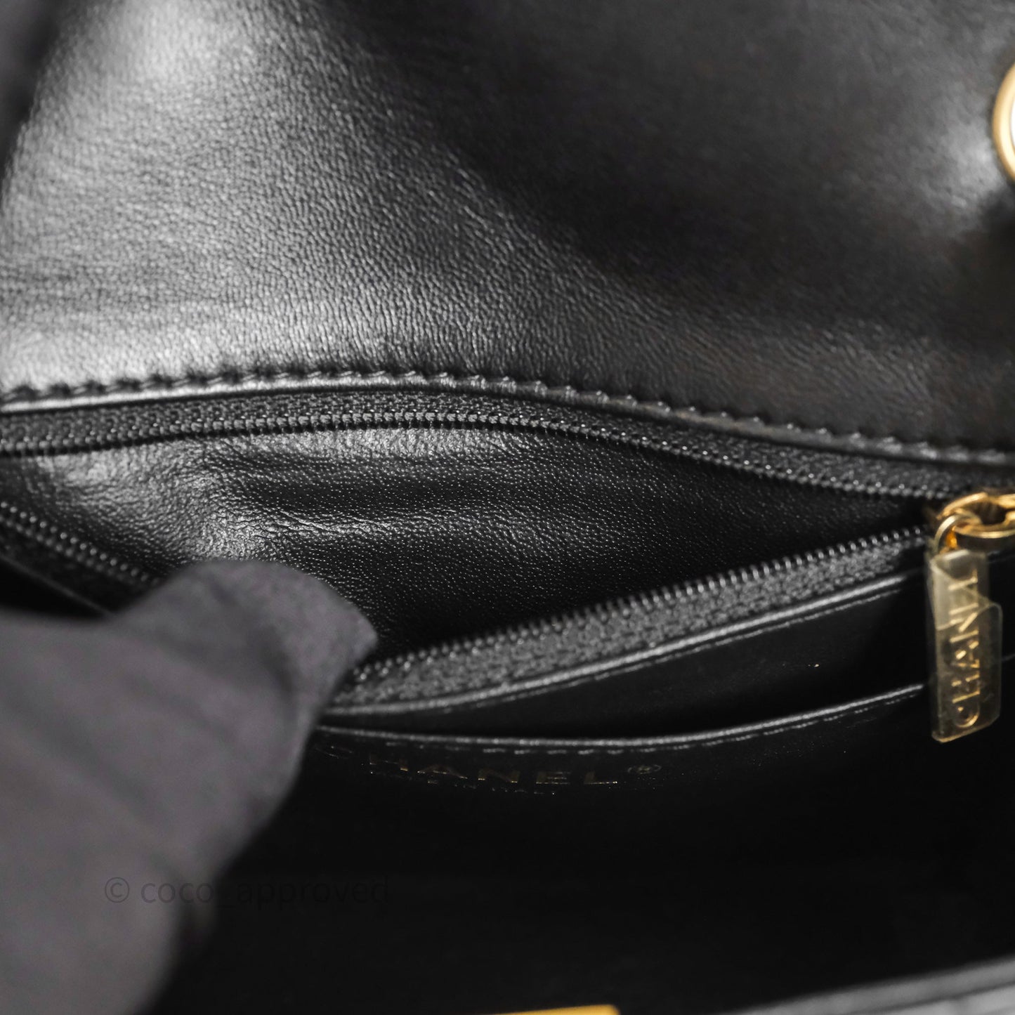 Chanel Mini Square Quilted Black Lambskin Gold Hardware
