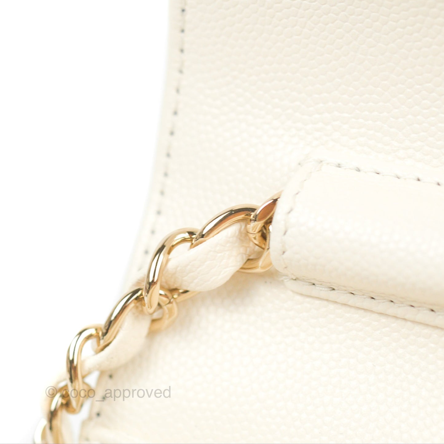 Chanel Quilted Small Like The Wallet Flap Ivory White Caviar Light Gold Hardware 22C