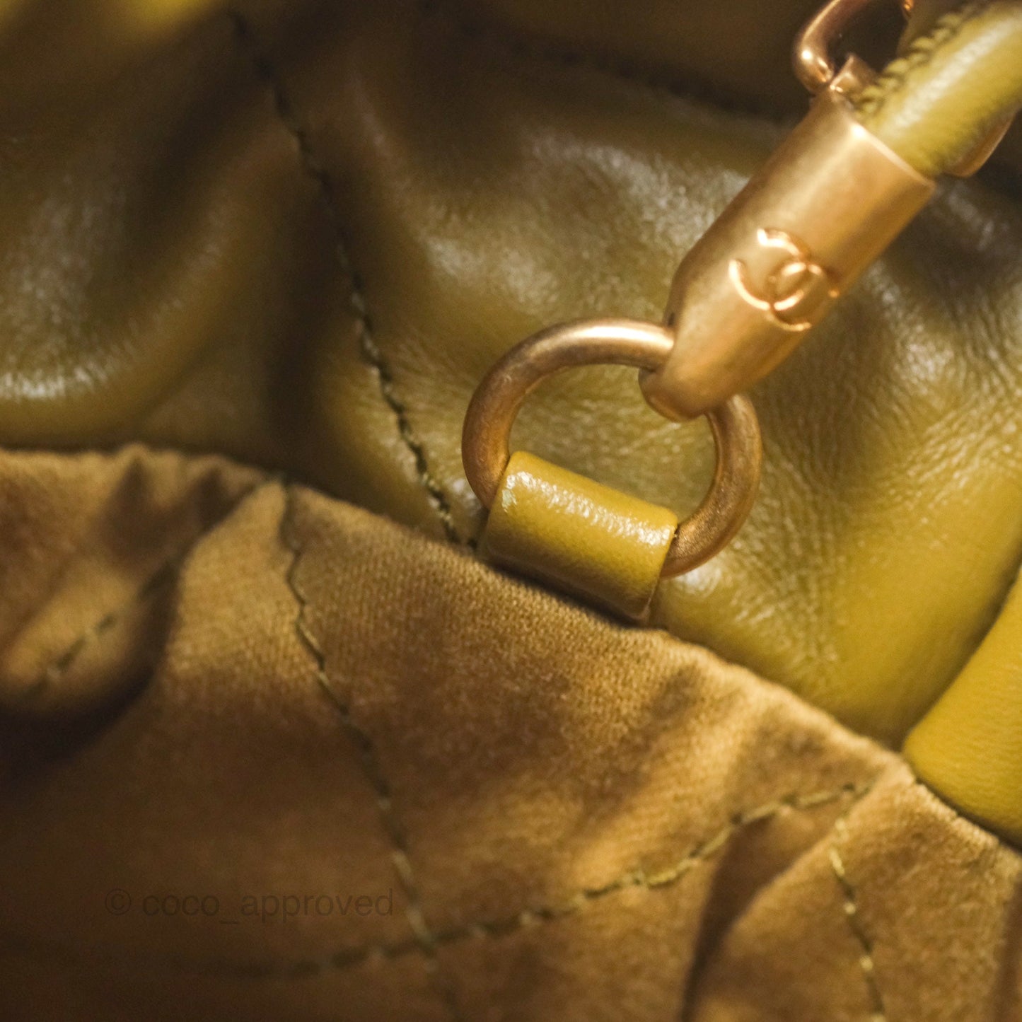 Chanel 22 Mini Bag Olive Shiny Crumpled Calfskin Aged Gold Hardware