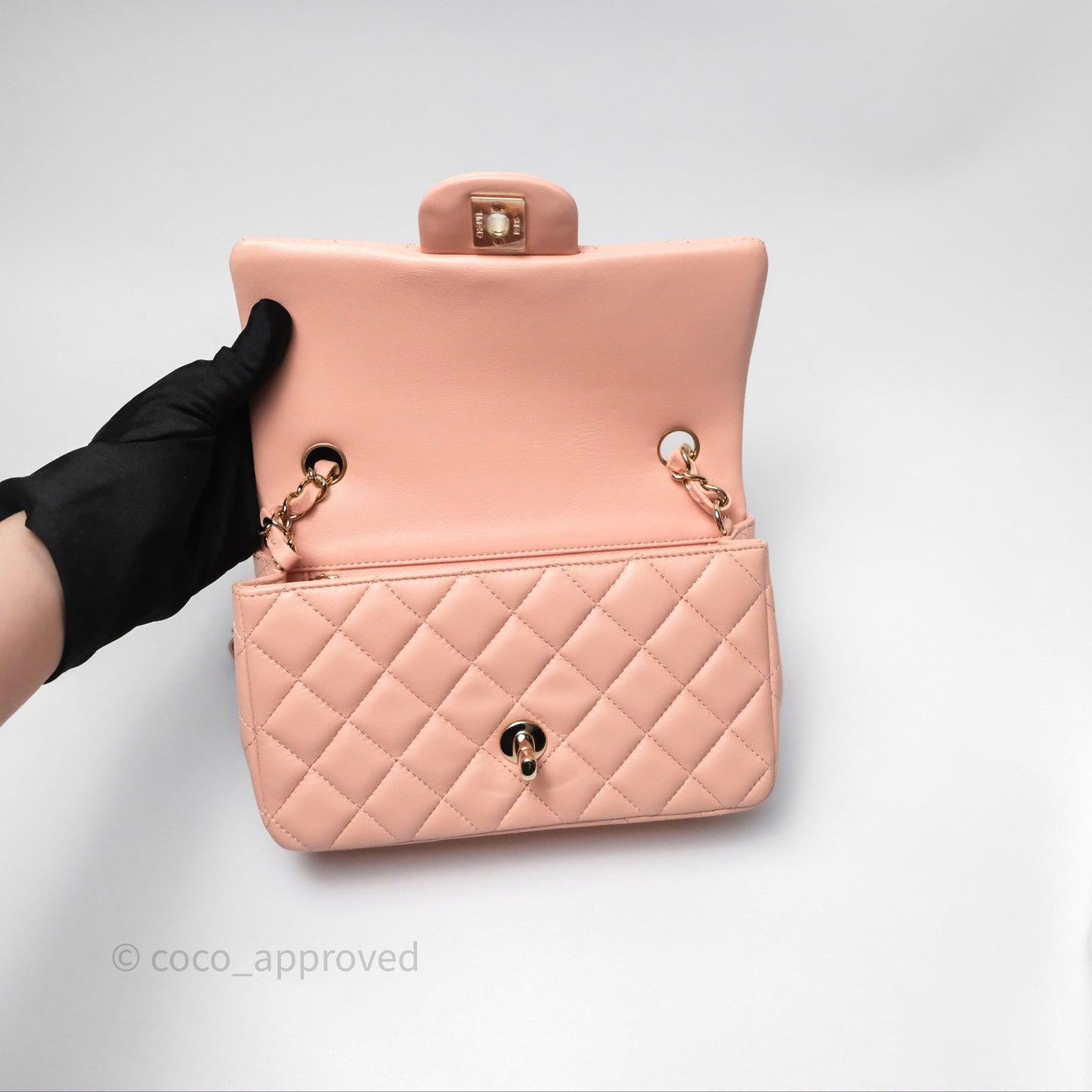 Chanel Quilted Mini Rectangular Flap Pink Lambskin Gold Hardware