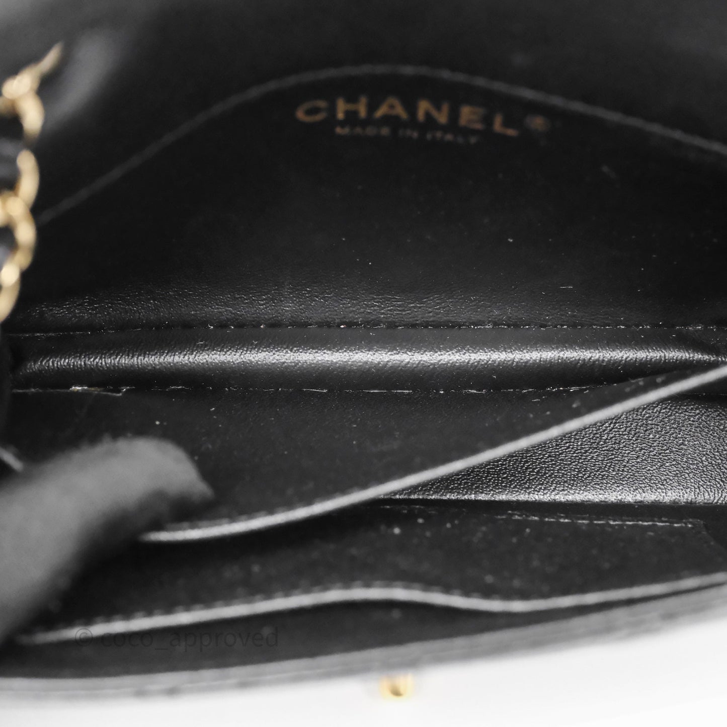 Chanel Quilted Extra Mini Rectangular Flap Black Lambskin Aged Gold Hardware