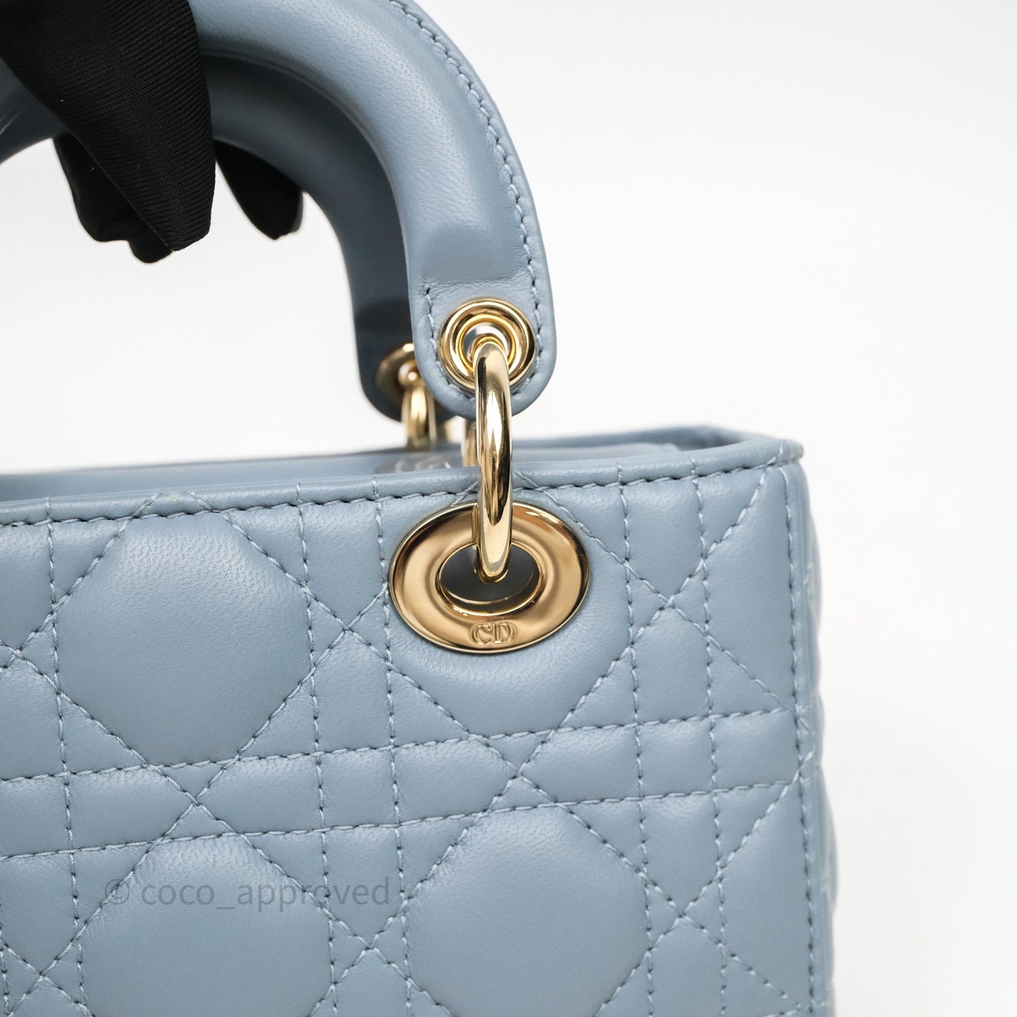 Christian Dior Micro Lady D-Joy Bag Blue Cannage Lambskin Light Gold Hardware