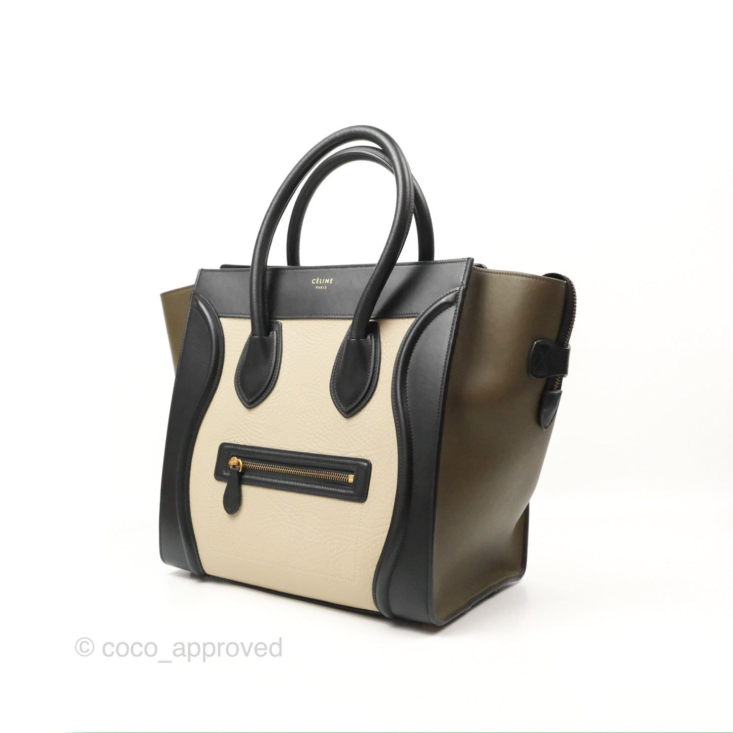 Celine Mini Luggage Bag Black/Brown/Ivory Calfskin