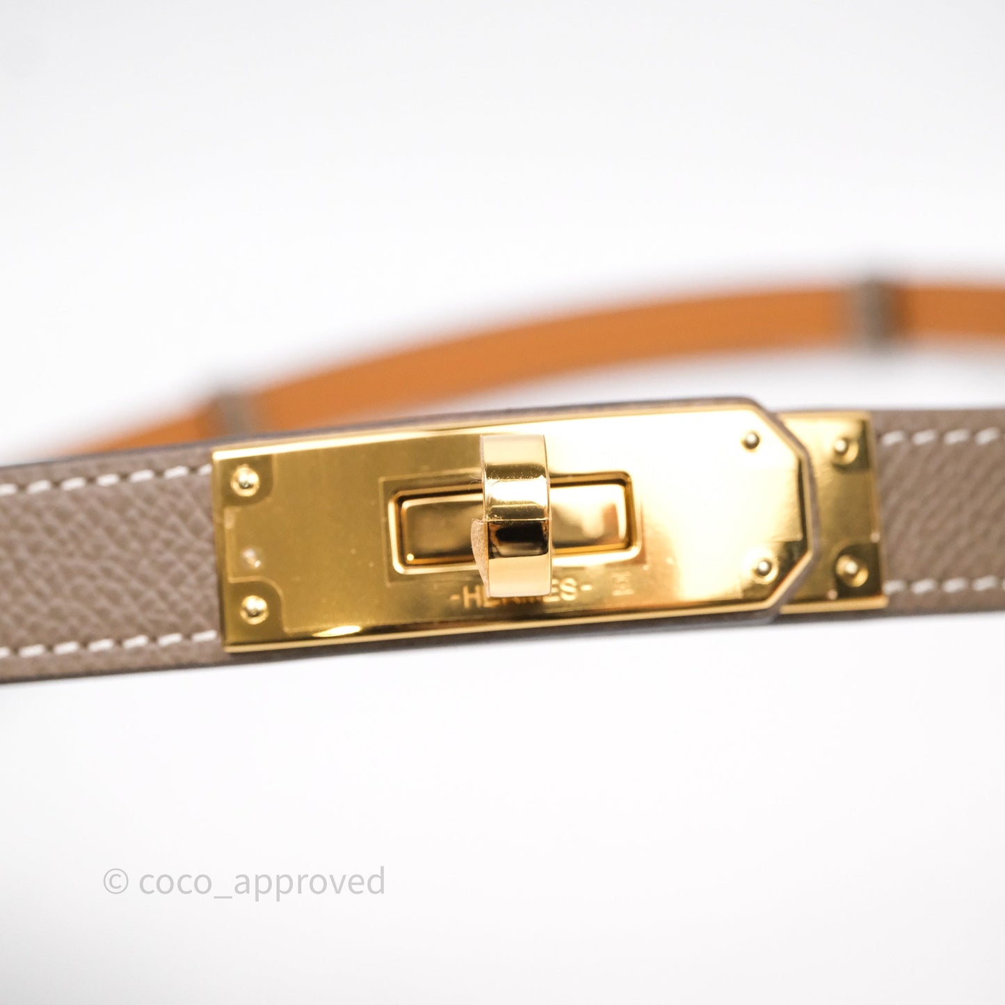 Hermès Kelly Buckle Belt Etoupe Epsom Gold Hardware