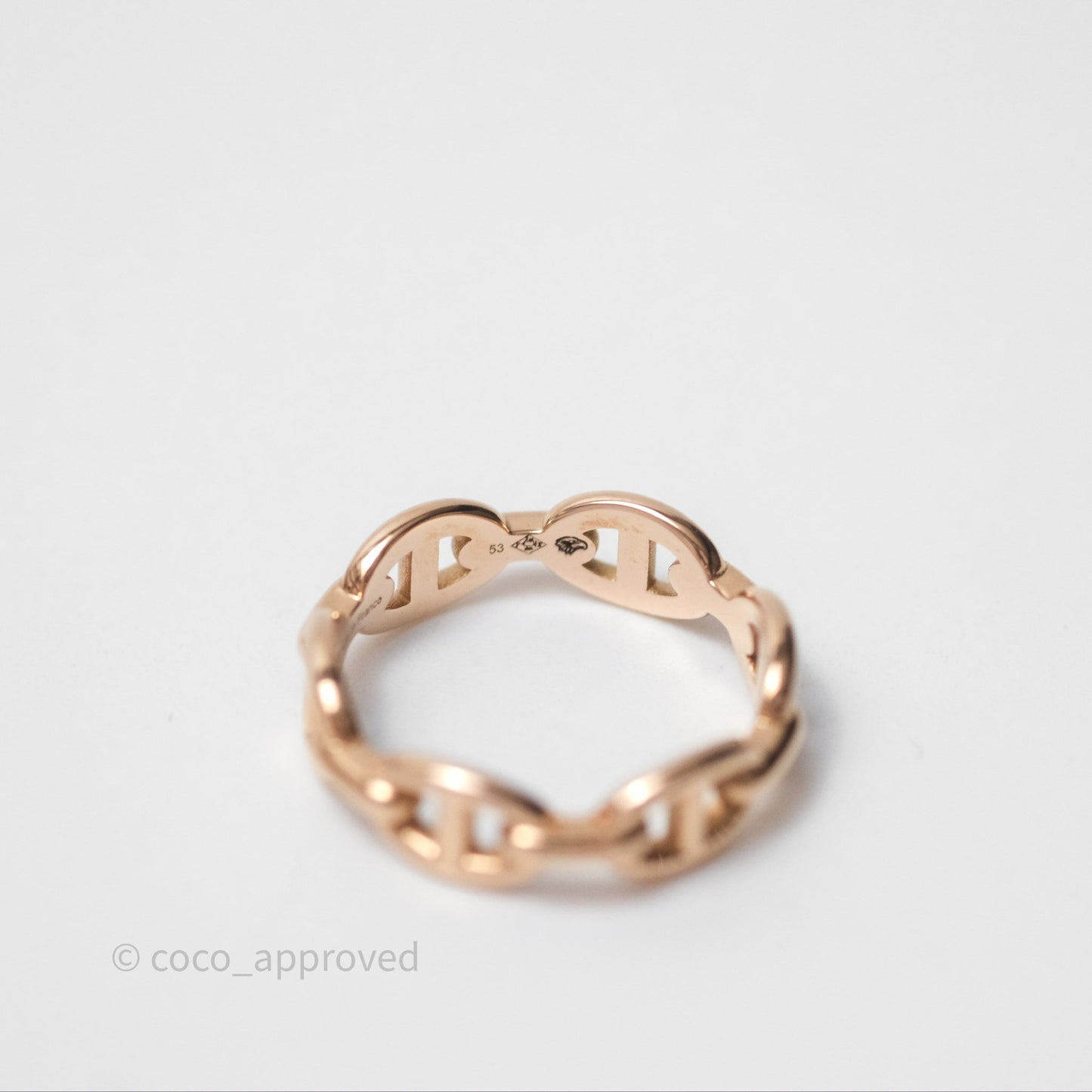 Hermès Chaine d'Ancre Enchainee Band Ring PM Rose Gold 53