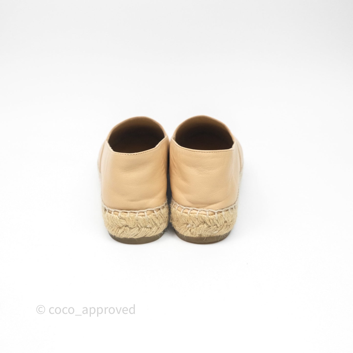 Chanel CC Espadrilles Beige Black Lambskin Size 36