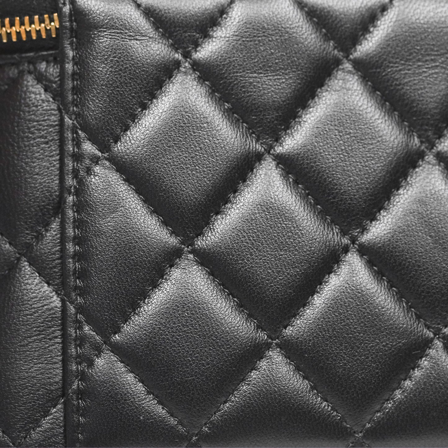 Chanel Vanity Rectangular Metal Top Handle Black Lambskin Aged Gold Hardware 22B