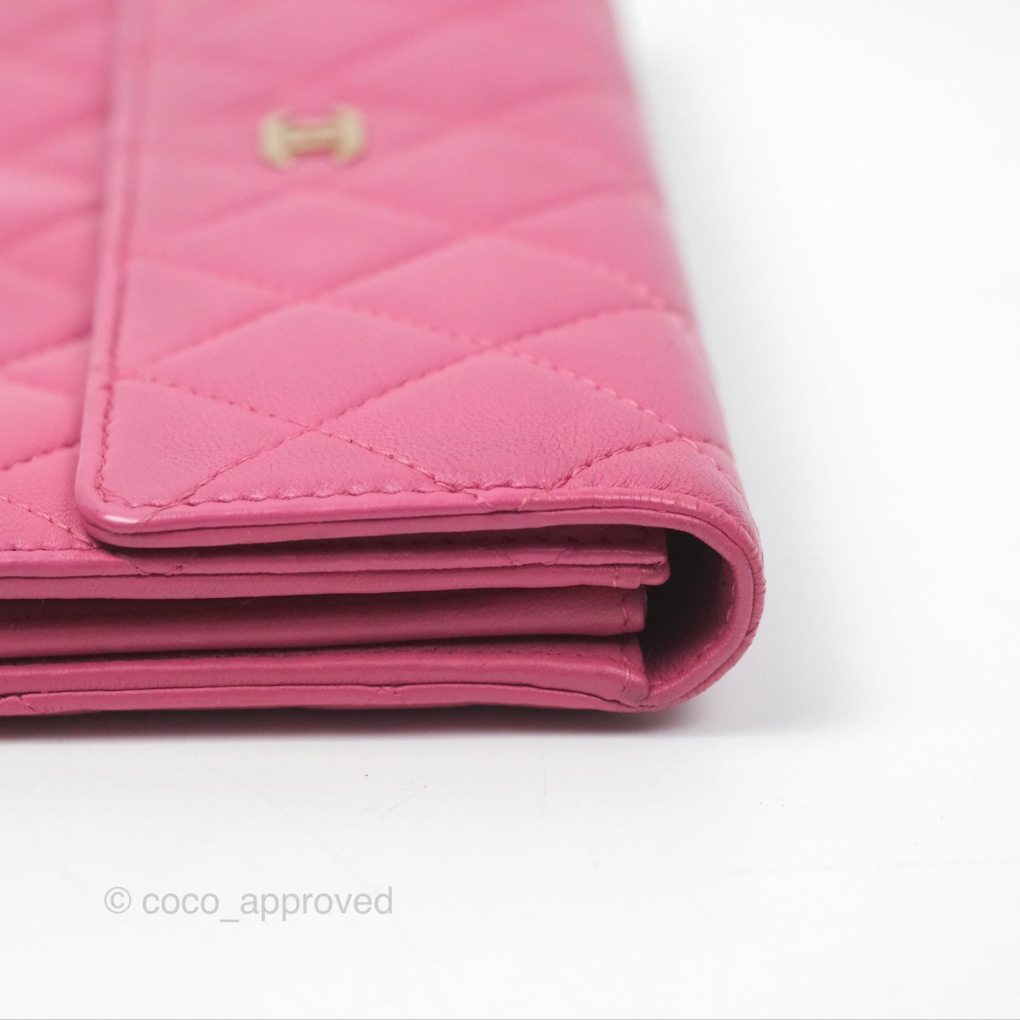 Chanel Classic Quilted Long Wallet Pink Lambskin Gold Hardware