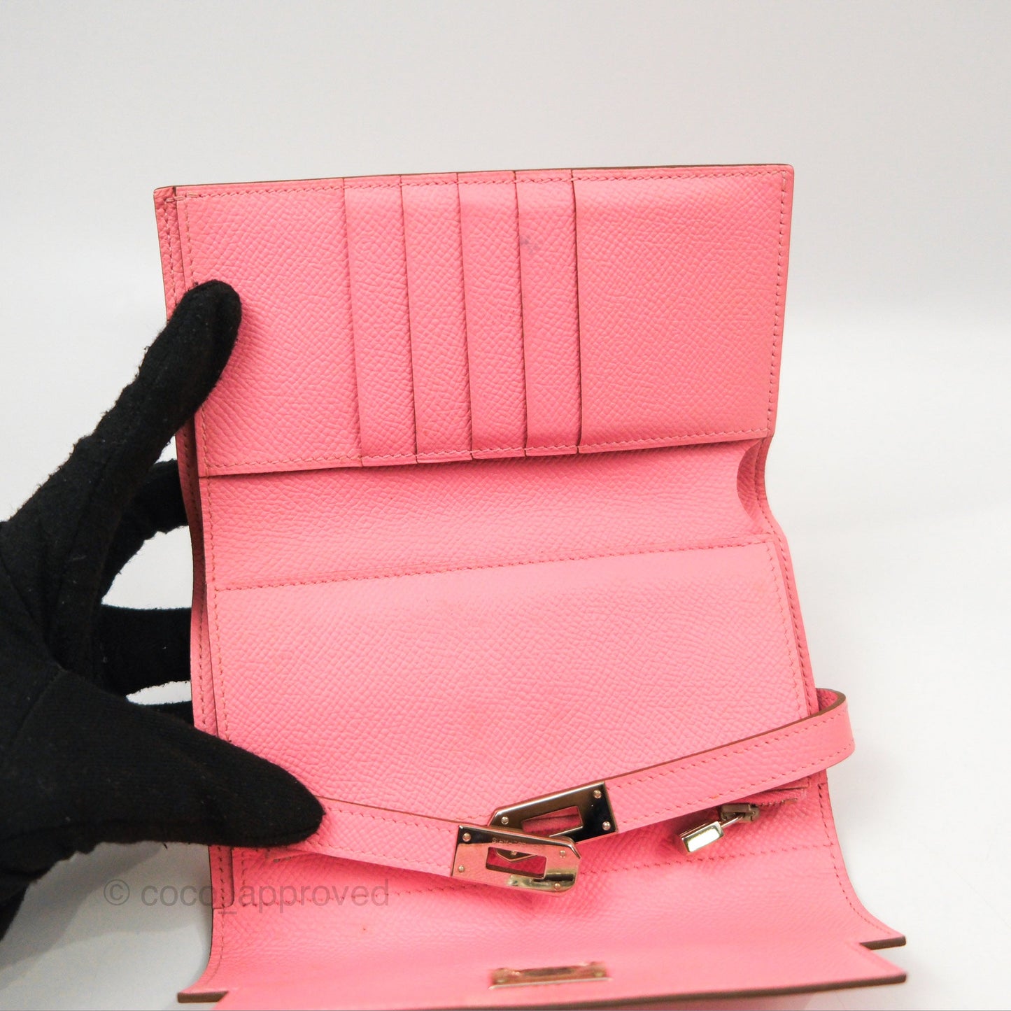 Hermès Small Kelly Wallet Rose Confetti Epsom Palladium Hardware