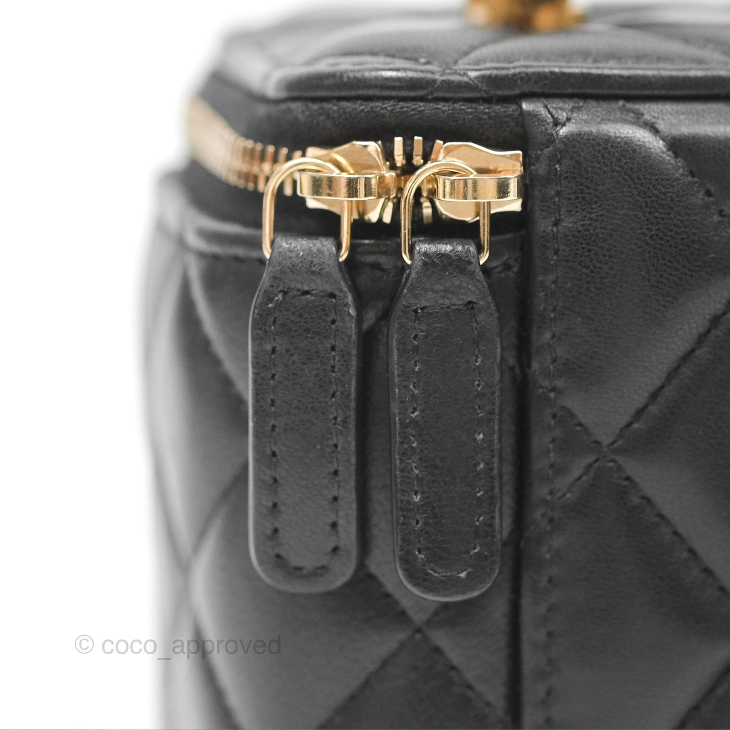 Chanel Vanity Rectangular Top Handle Black Lambskin Aged Gold Hardware