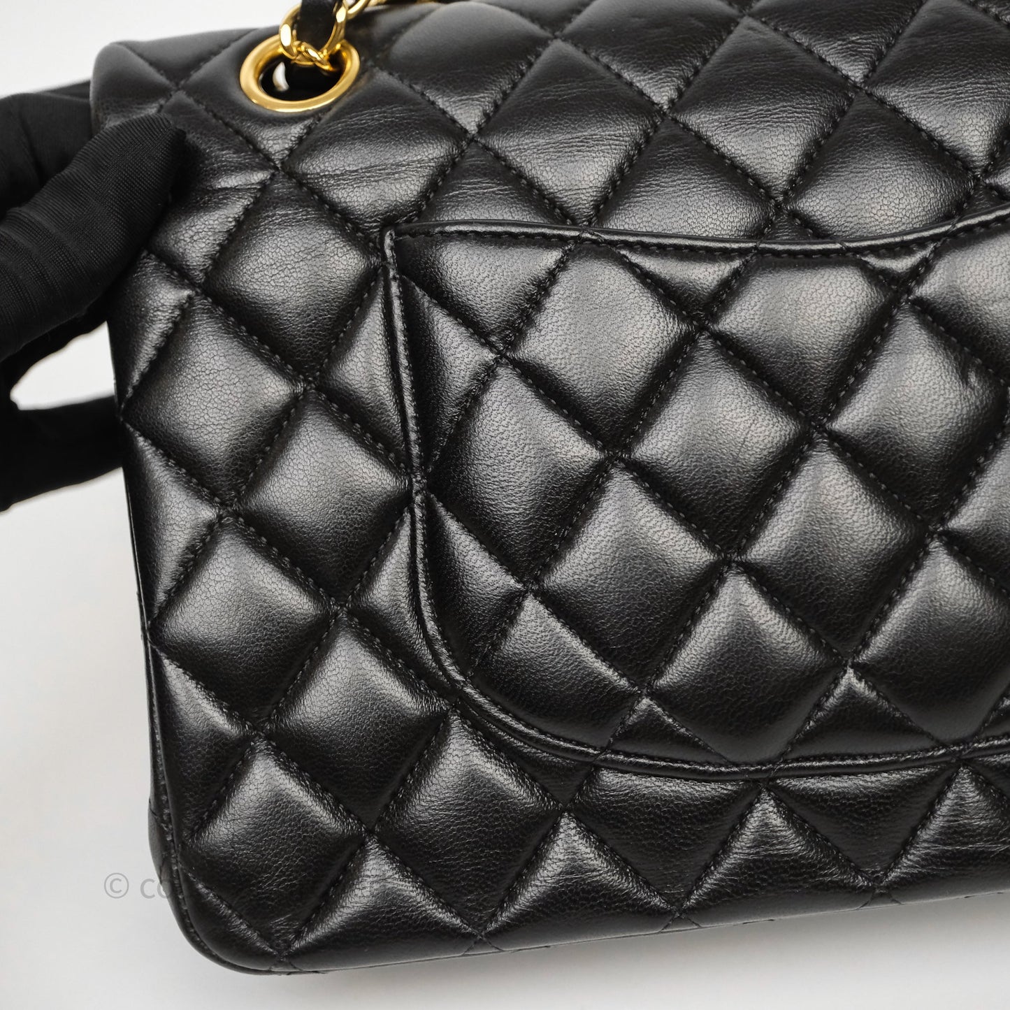 Chanel Classic M/L Medium Flap Quilted Black Lambskin Gold Hardware