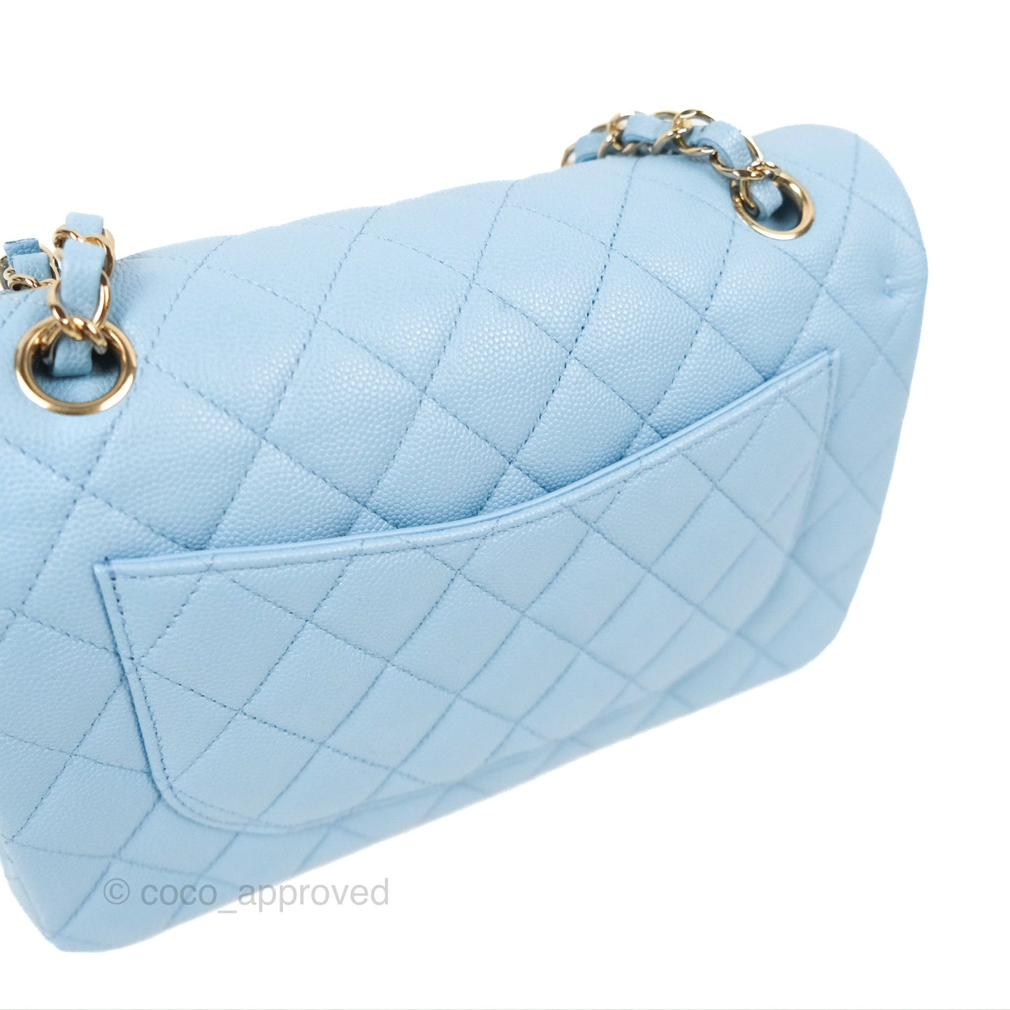 Chanel Small Classic Quilted Flap Blue Caviar Gold Hardware 22S