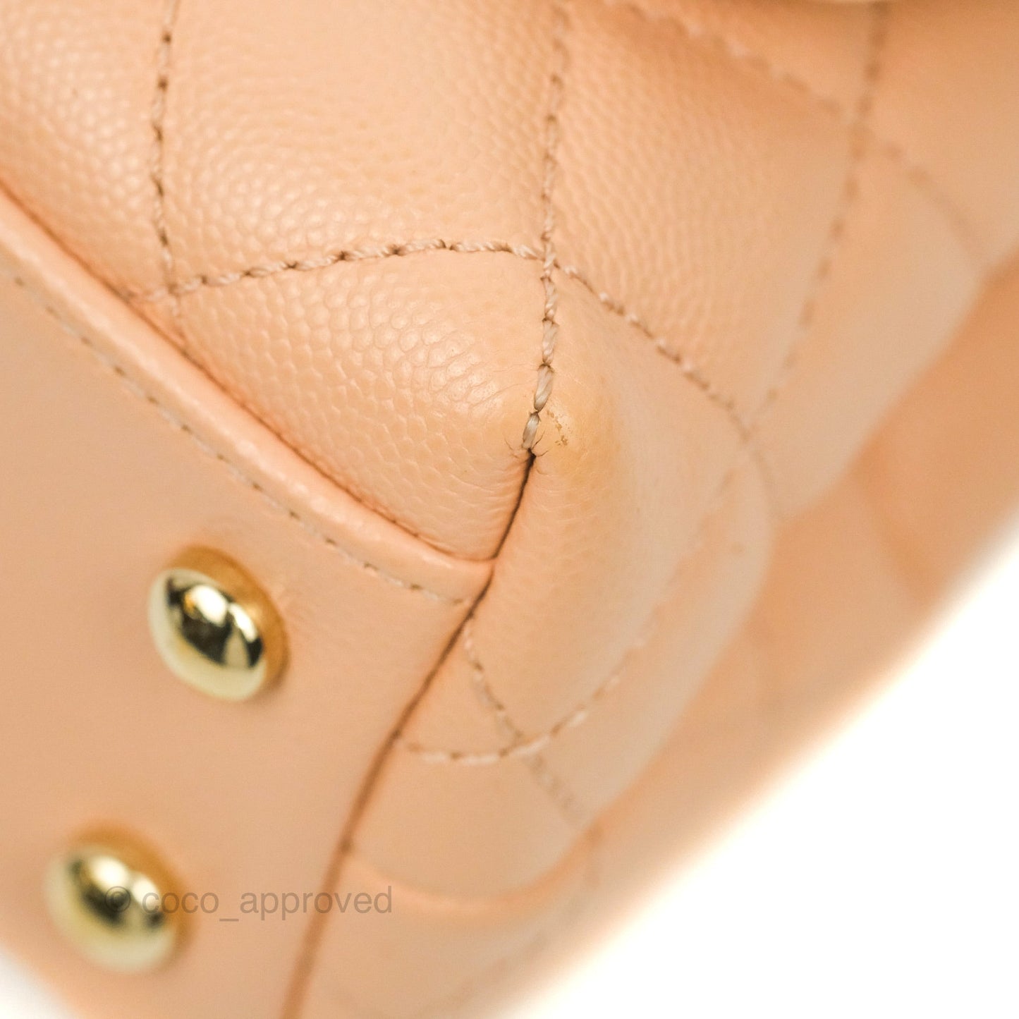 Chanel Mini Coco Handle Quilted Beige Pink Caviar Gold Hardware