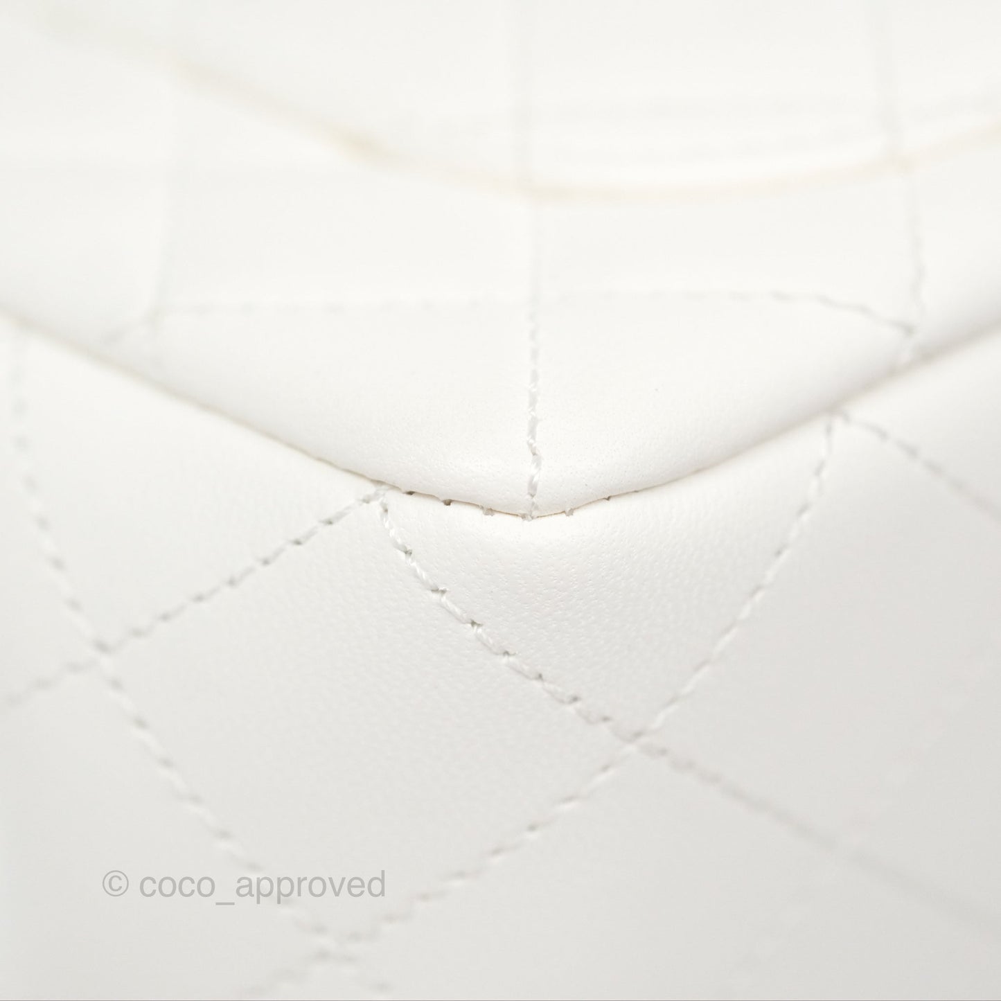 Chanel Mini Rectangular Pearl Crush Quilted White Lambskin Aged Gold Hardware