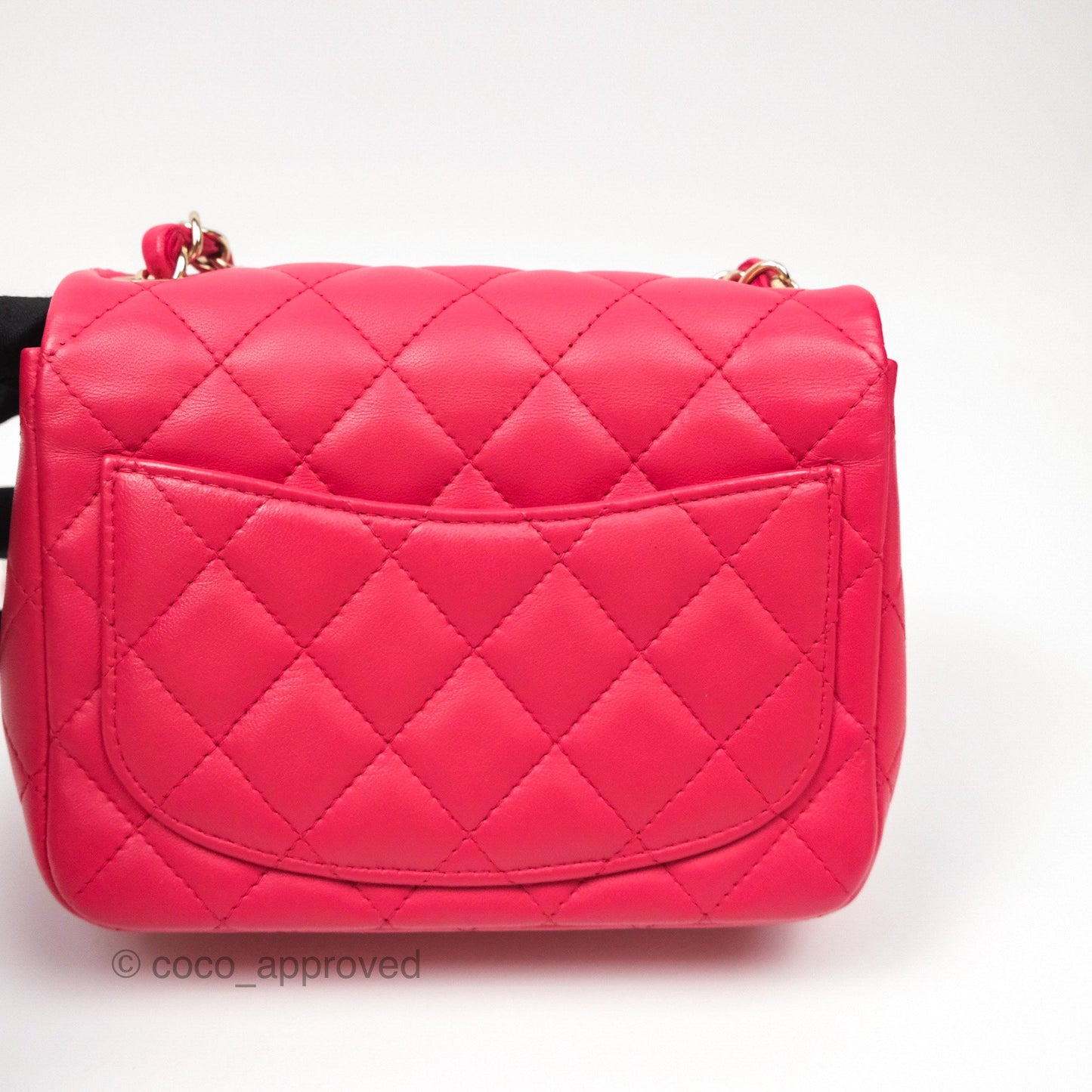 Chanel Mini Square Quilted Red Lambskin Gold Hardware