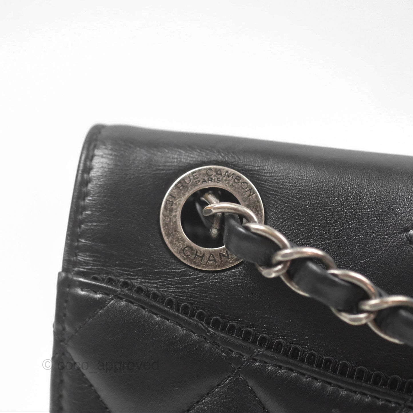 Chanel Quilted Ballerina Small Flap Bag Black Lambskin Ruthenium Hardware