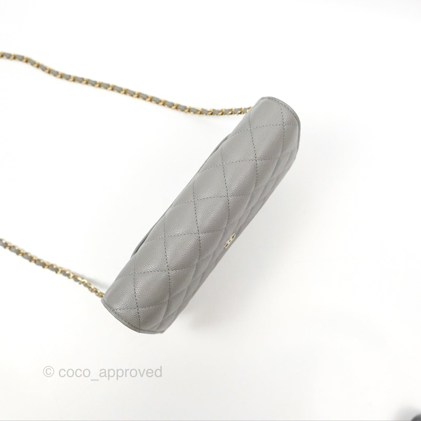 Chanel Quilted Classic Wallet On Chain WOC Grey Caviar Gold Hardware
