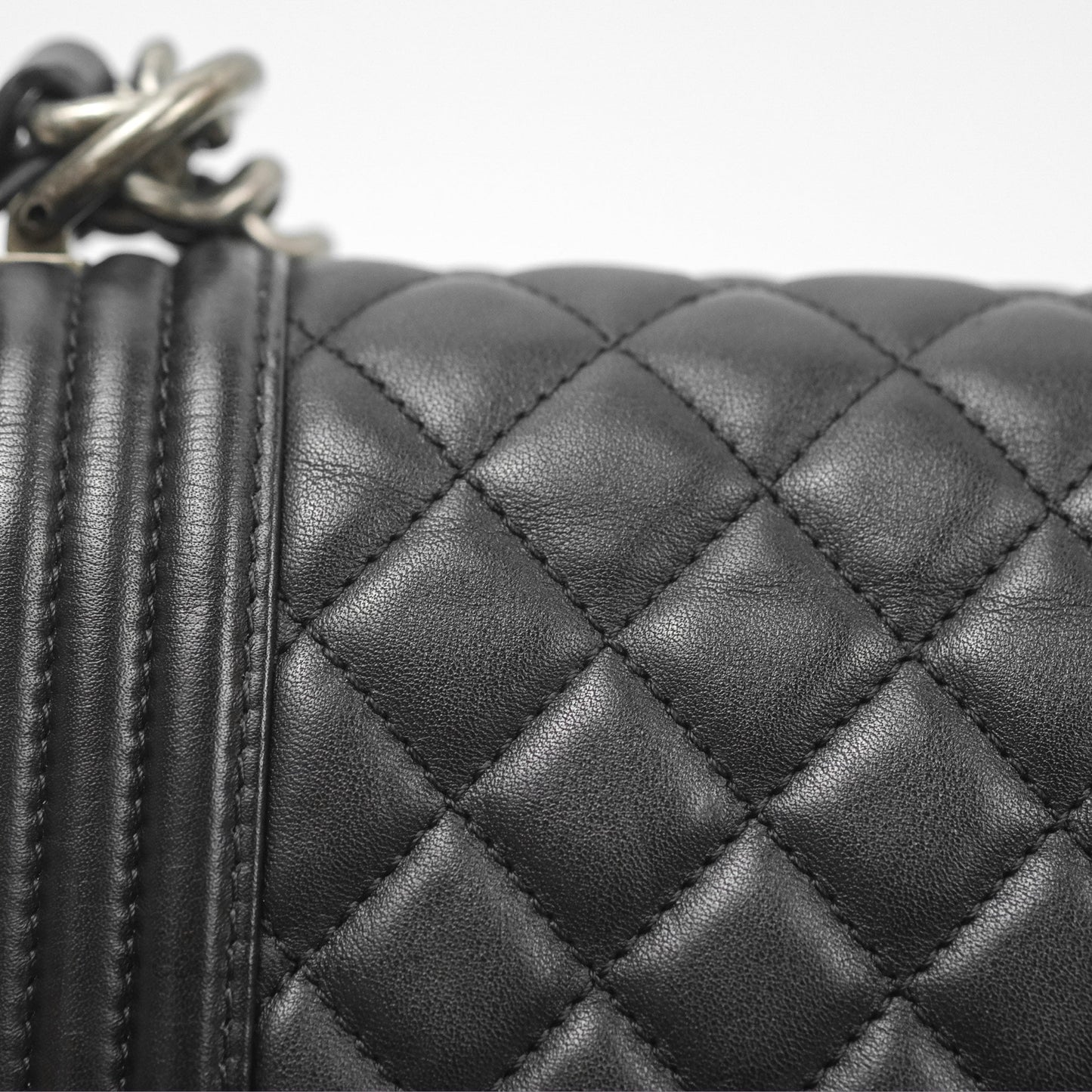 Chanel Quilted New Medium Boy Black Lambskin Ruthenium Hardware