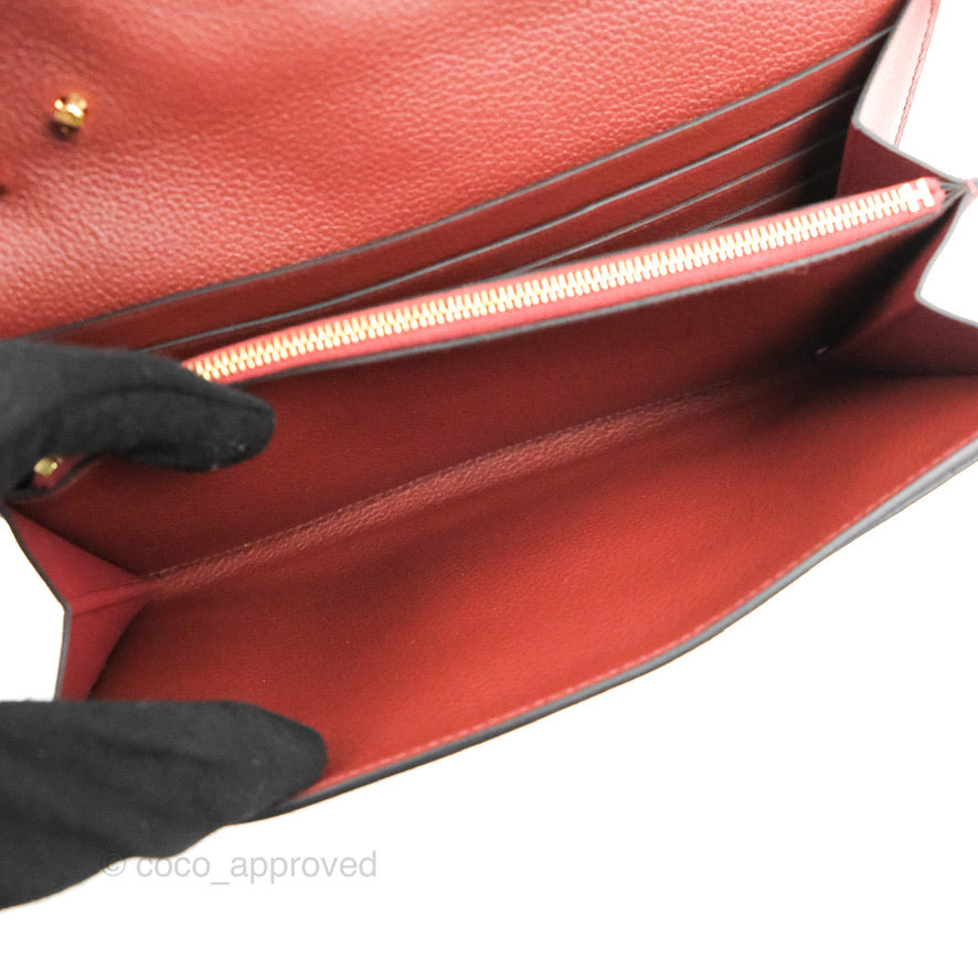 Hermès Constance Long To Go Wallet Red Rouge H Evercolor Gold Hardware