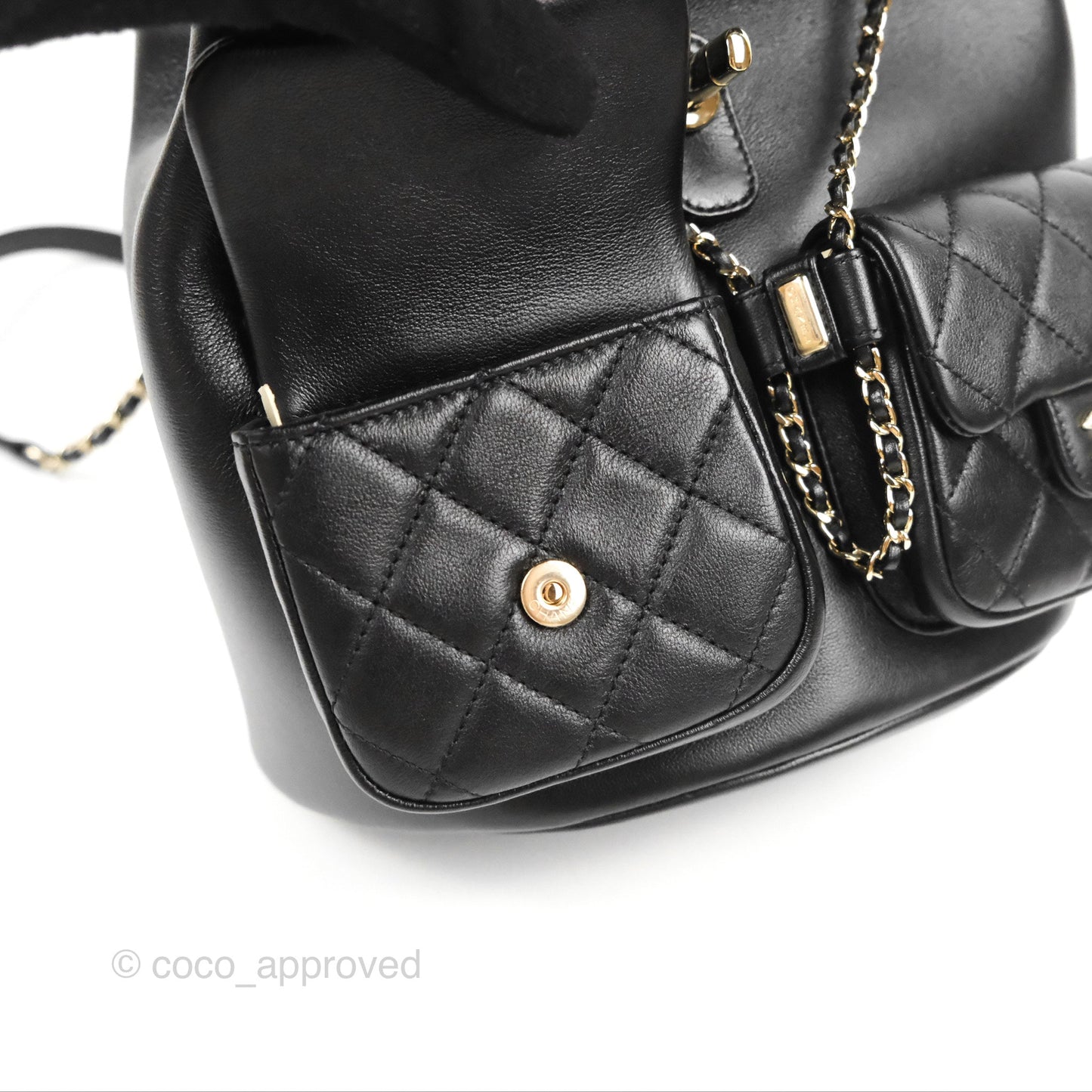 Chanel Duma Backpack Large Black Calfskin Gold Hardware 23P