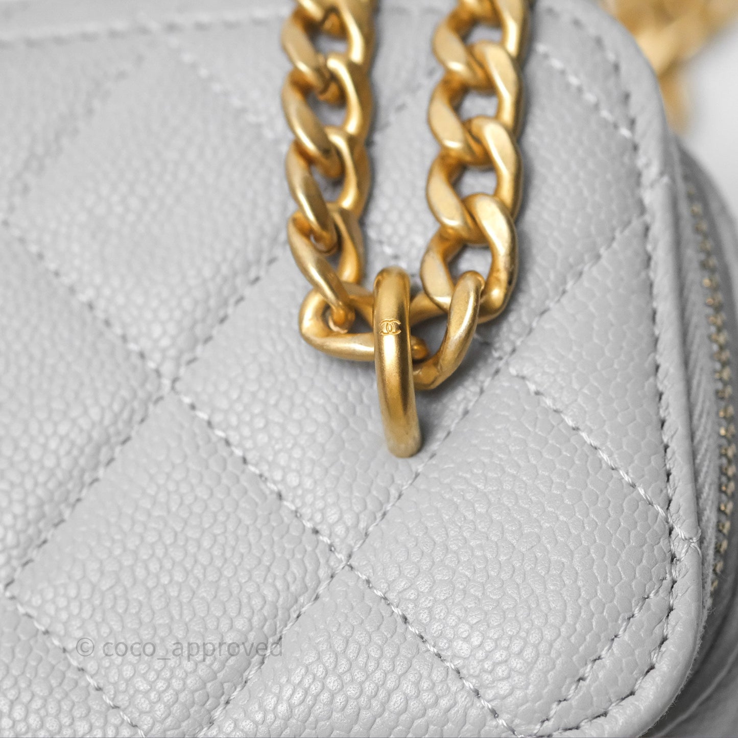 Chanel Vanity with Heart Adjustable Chain Grey Caviar Aged Gold Hardware