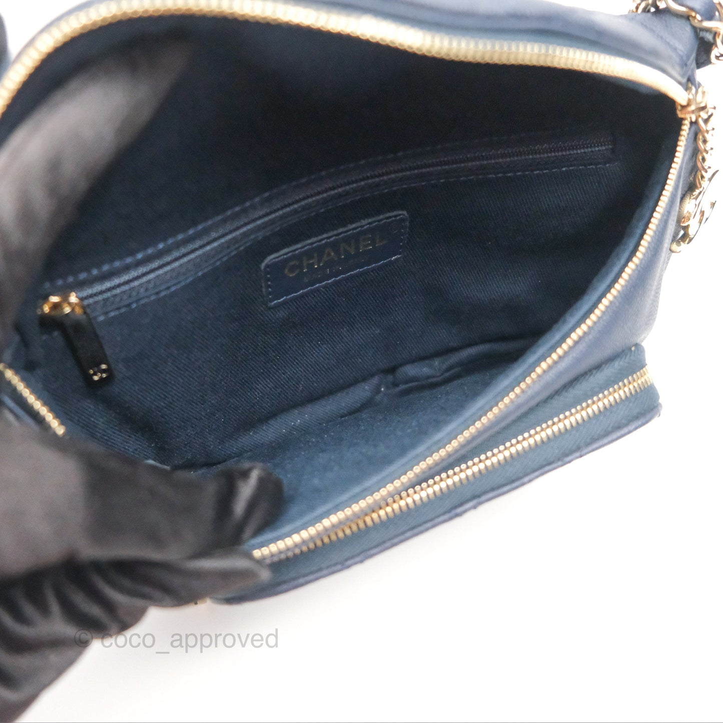 Chanel Business Affinity Waist Belt Bag Navy Caviar Gold Hardware