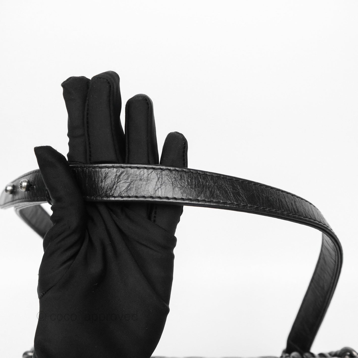Chanel Small Chain Around Boy Quilted Black Aged Calfskin Ruthenium Hardware