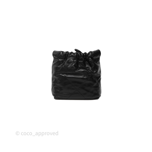 Chanel 22 Mini Bag Black Shiny Crumpled Calfskin Matte Silver Hardware